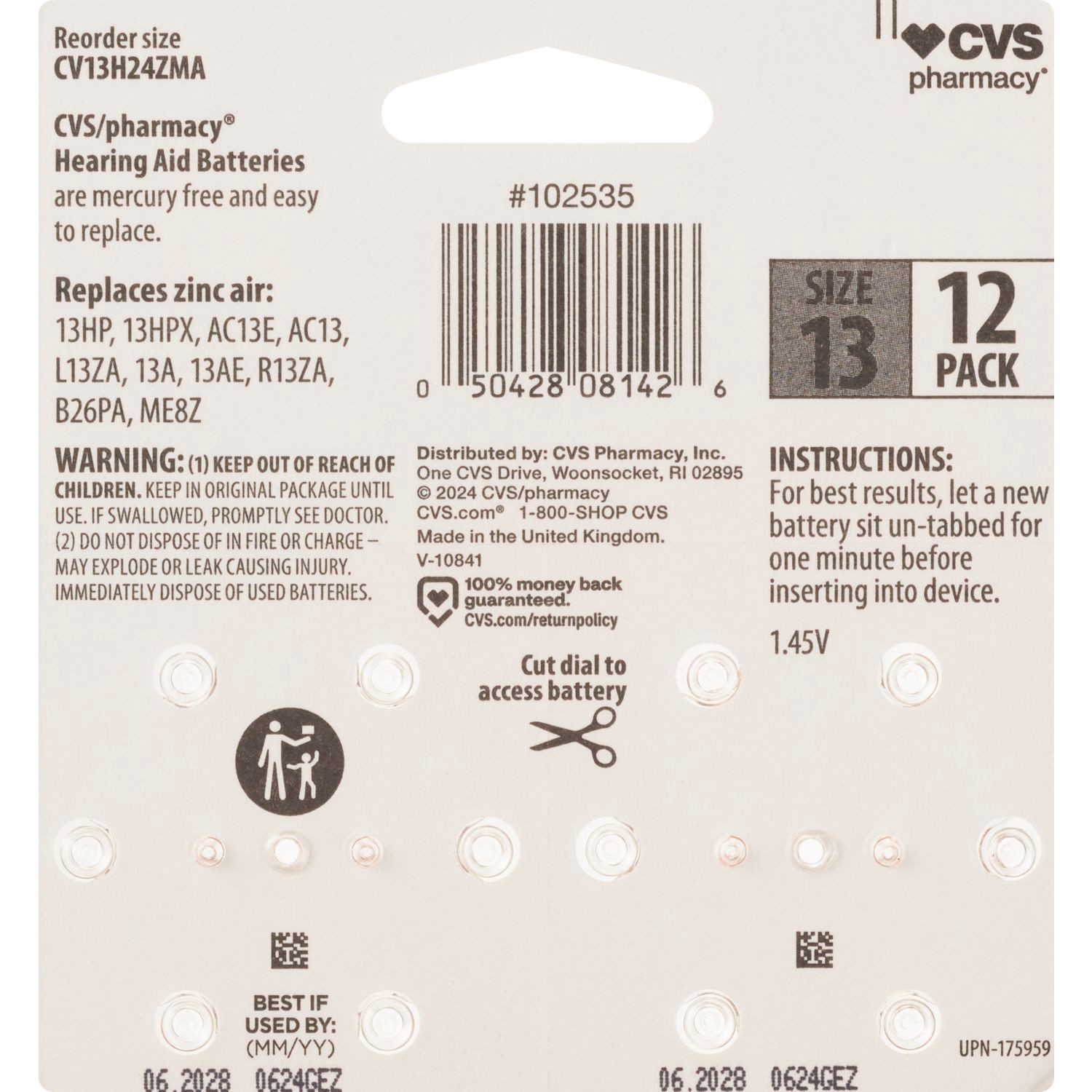 slide 2 of 2, CVS/pharmacy Cvs Hearing Aid Batteries, Size 13, 12 Ct, 12 ct