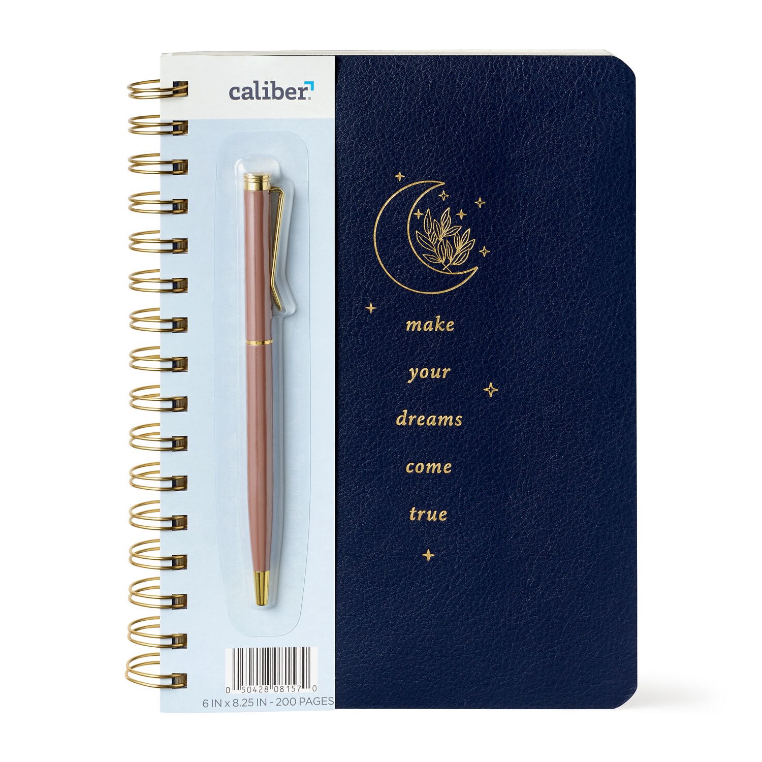 slide 2 of 5, Caliber Wellness Twin Wire Lined Journal, Soft Cover Vegan Leather Cover, Coordinating Pen + Pen Loop, 1 ct