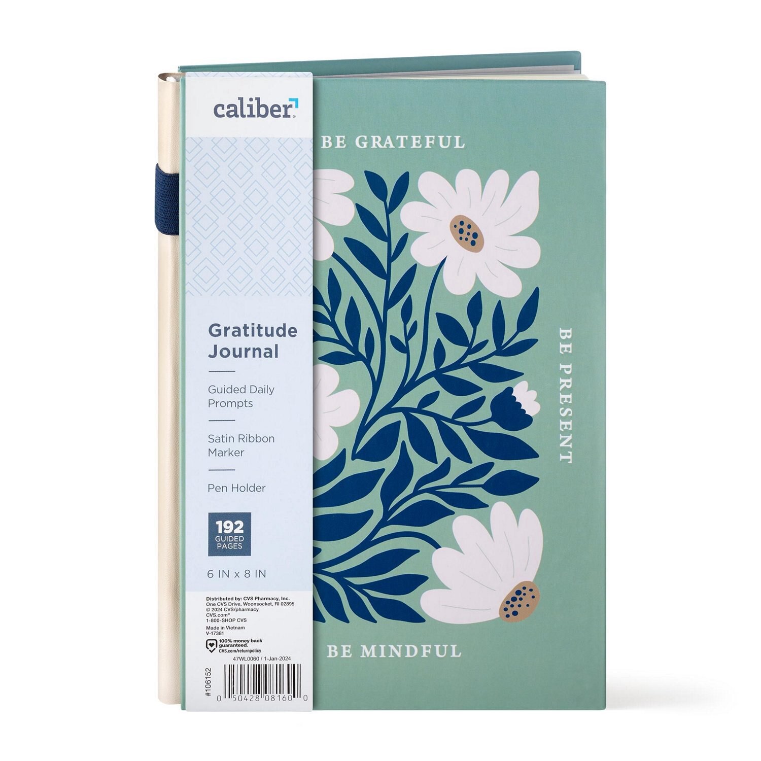 slide 5 of 7, Caliber Hardcover Gratitude Journal With Pu Spine & Pen Loop, 6" X 8", 192 Pages, 1 ct