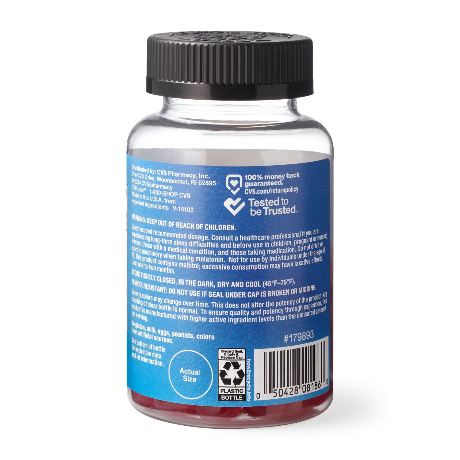 slide 3 of 4, CVS HEALTH Cvs Zero Sugar Melatonin Gummy 5Mg Strawberry, 60 ct