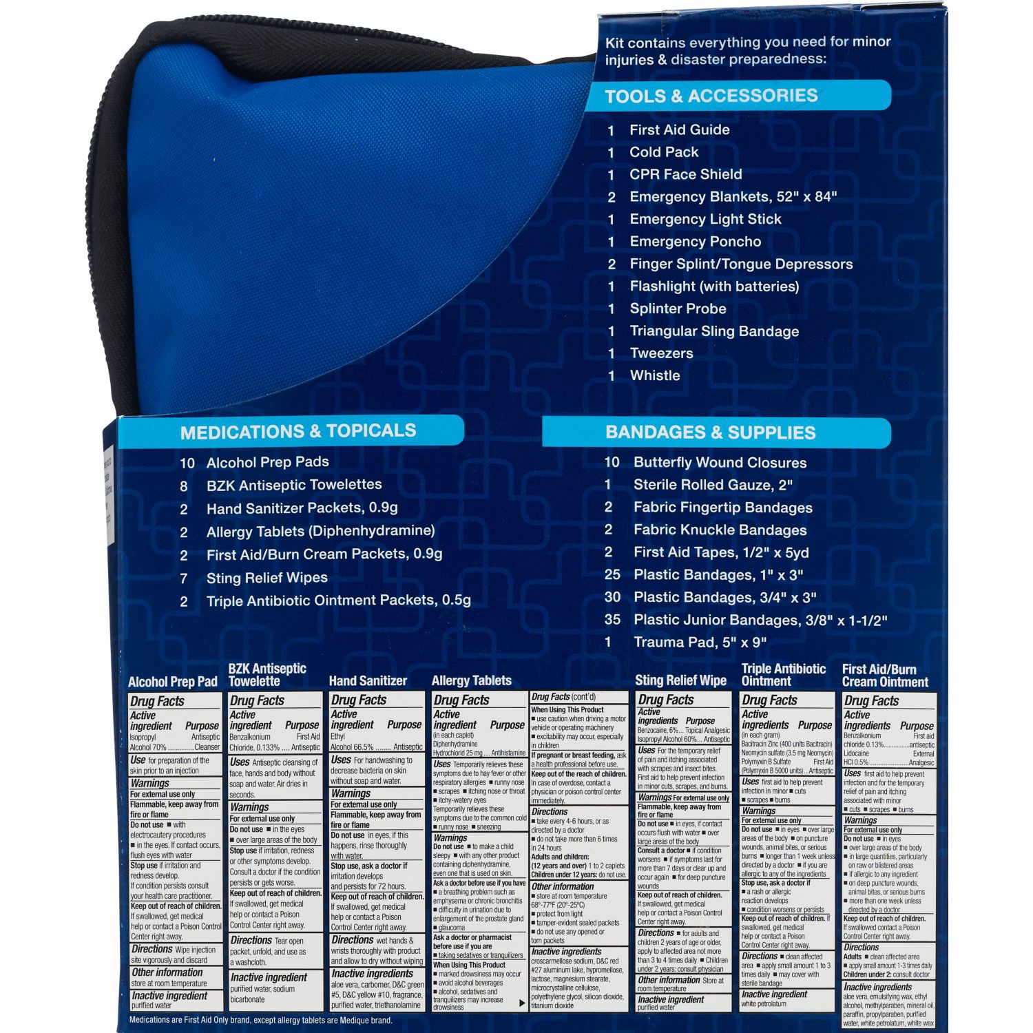 slide 4 of 6, CVS Health Grab-N-Go 155Pc Fabric Pouch Emergency First Aid Kit, 1 ct