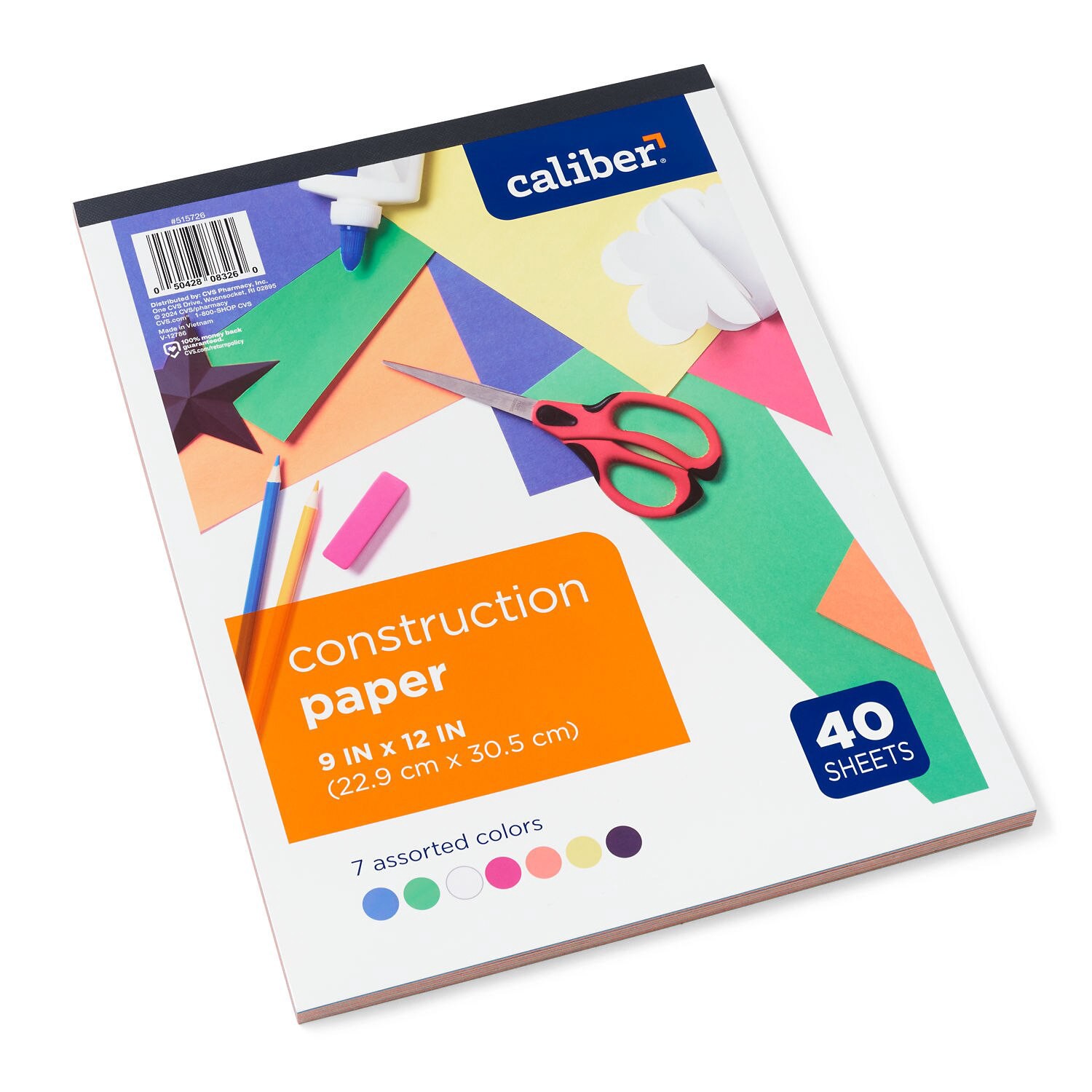 slide 4 of 4, Caliber Construction Paper, Assorted Colors, 40 Ct, 40 ct