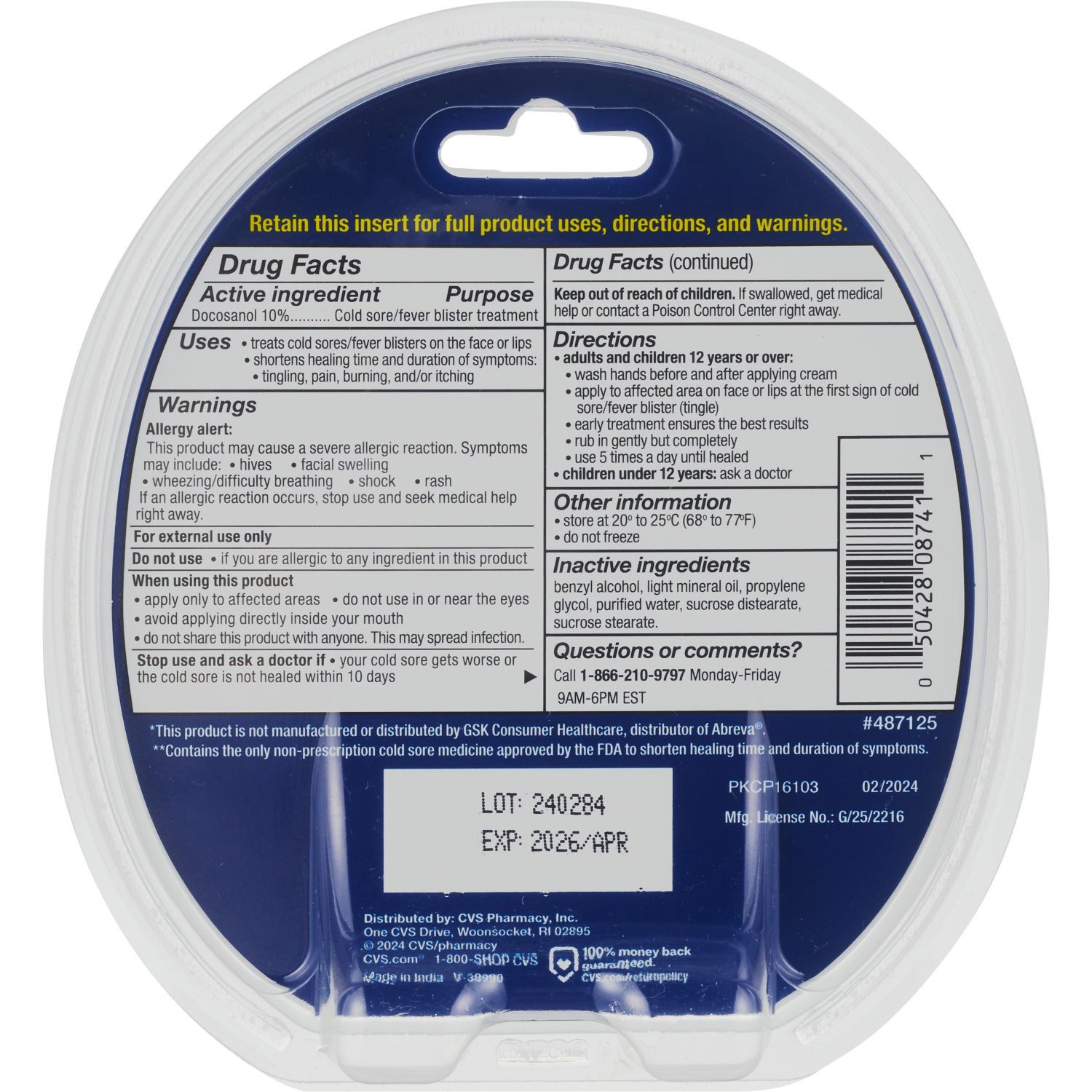 slide 3 of 3, Cvs Health Docosanol 10%, Cream Pump, 0.7 Oz, Twin Pack, 0.7 oz