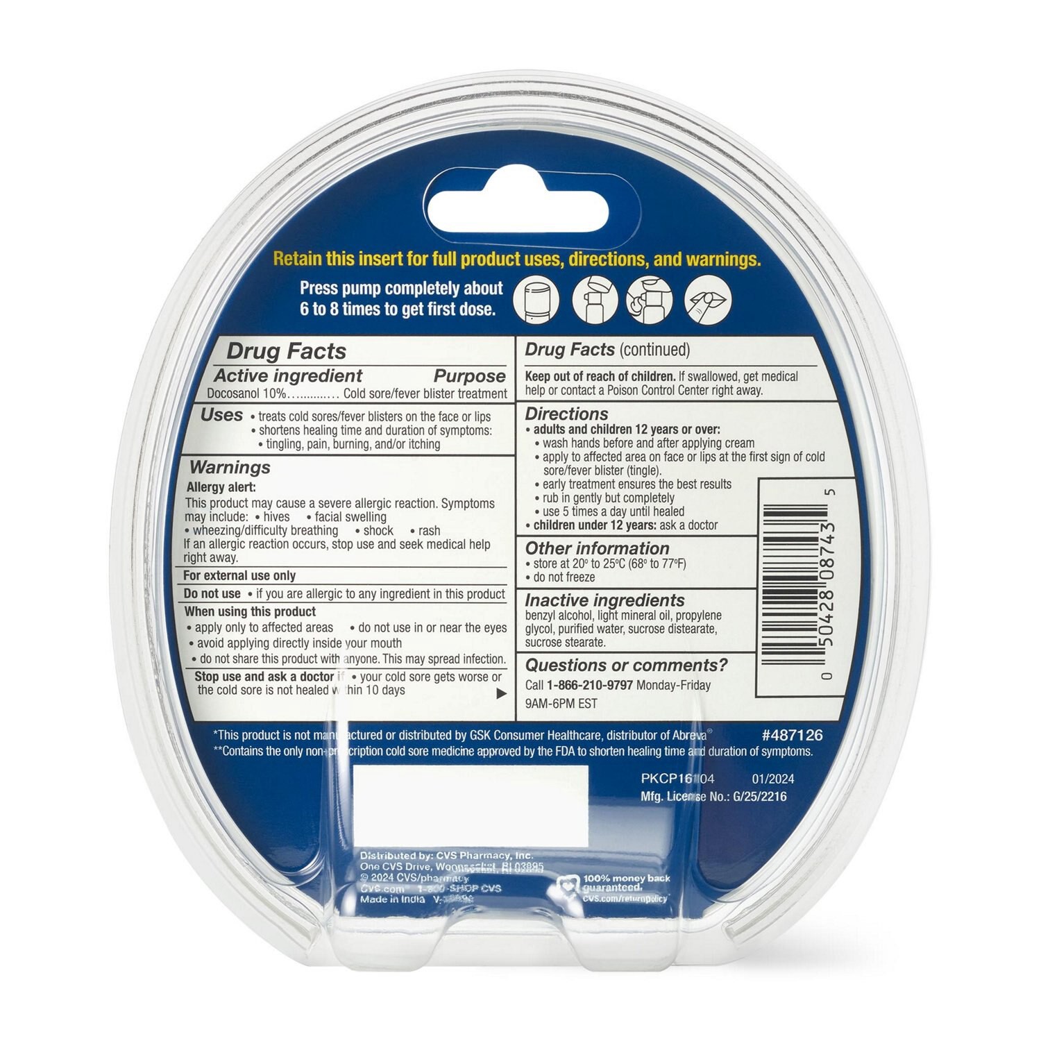 slide 4 of 4, Cvs Health Docosanol 10%, Cream Pump, 0.7 Oz, 0.7 oz