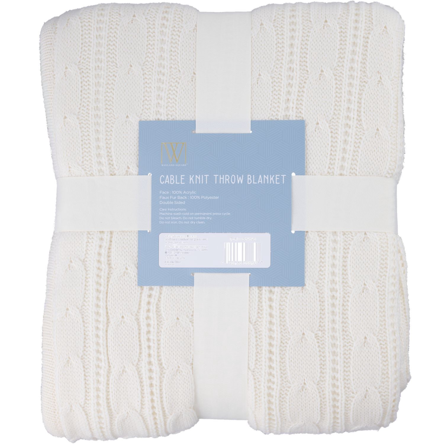 slide 2 of 2, Fall Fest Cable Knit Sherpa Throw, Cream, 1 ct
