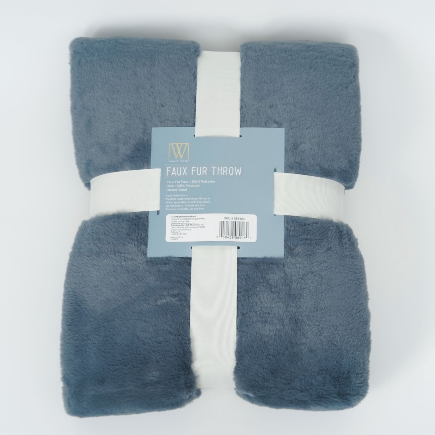 slide 2 of 2, Fall Fest Faux Rabbit Fur Throw, Blue, 1 ct