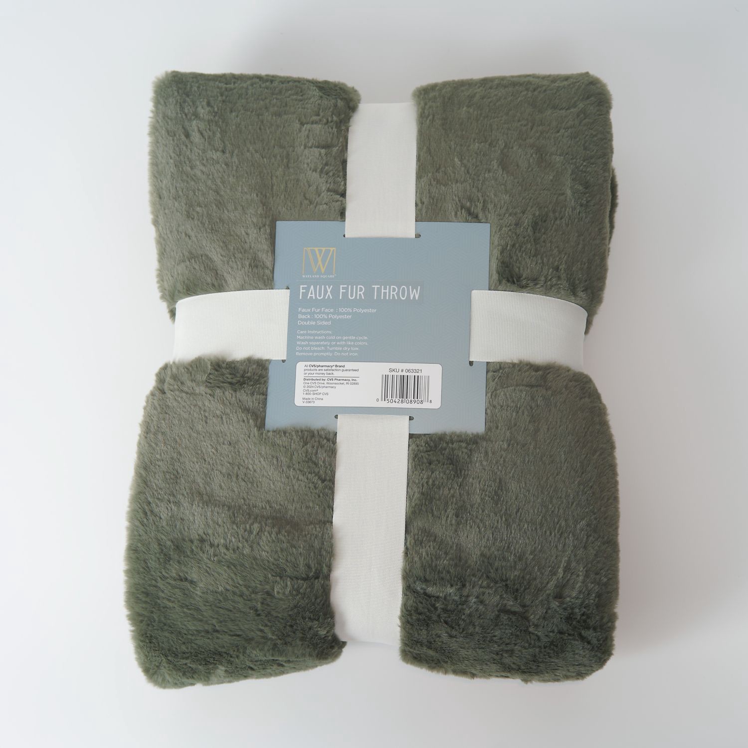 slide 2 of 2, Wayland Square Faux Rabbit Fur Throw Blanket, Green, 50 X 60 In, 1 ct
