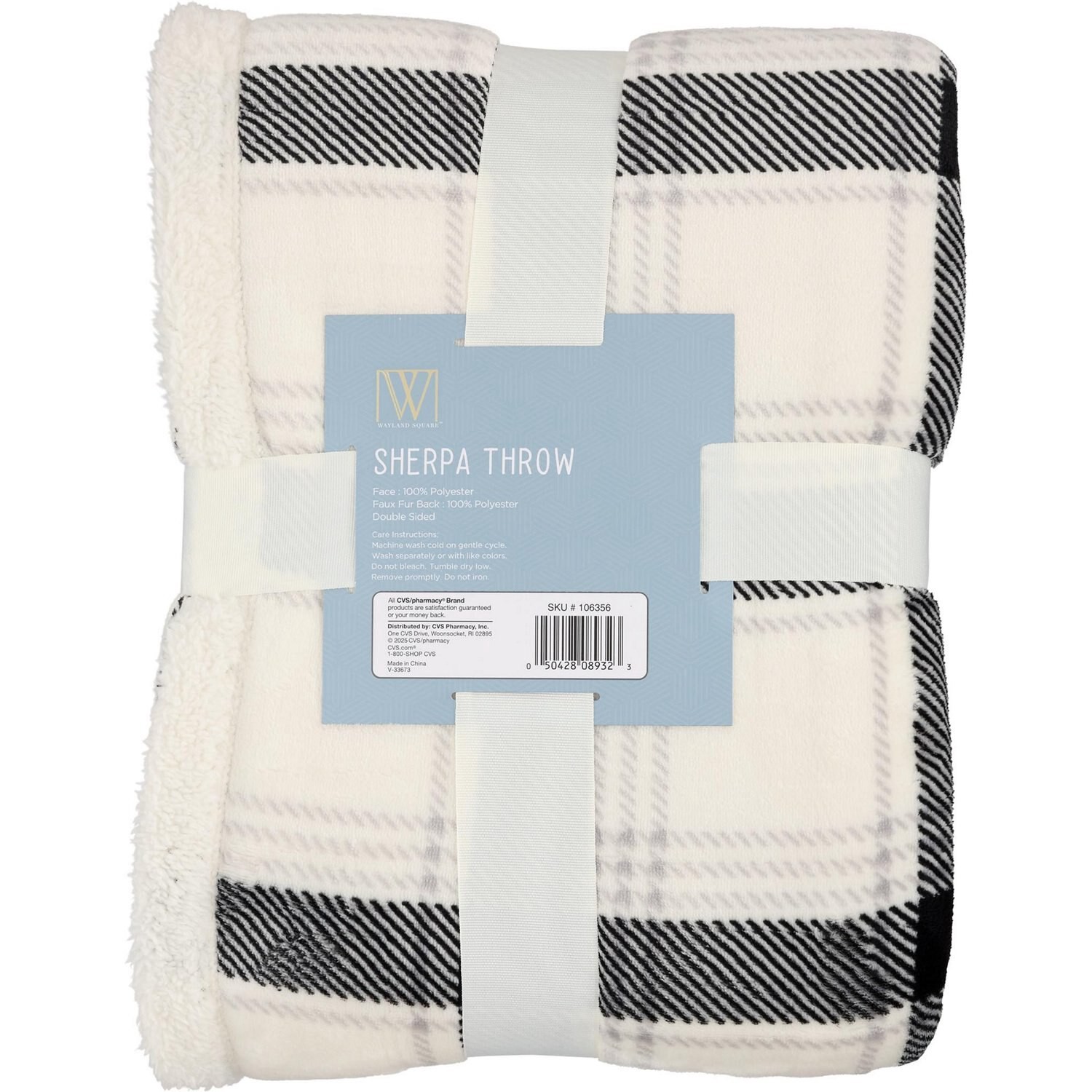 slide 2 of 2, Fall Fest Plush Sherpa Throw Blanket, Black Plaid, 1 ct