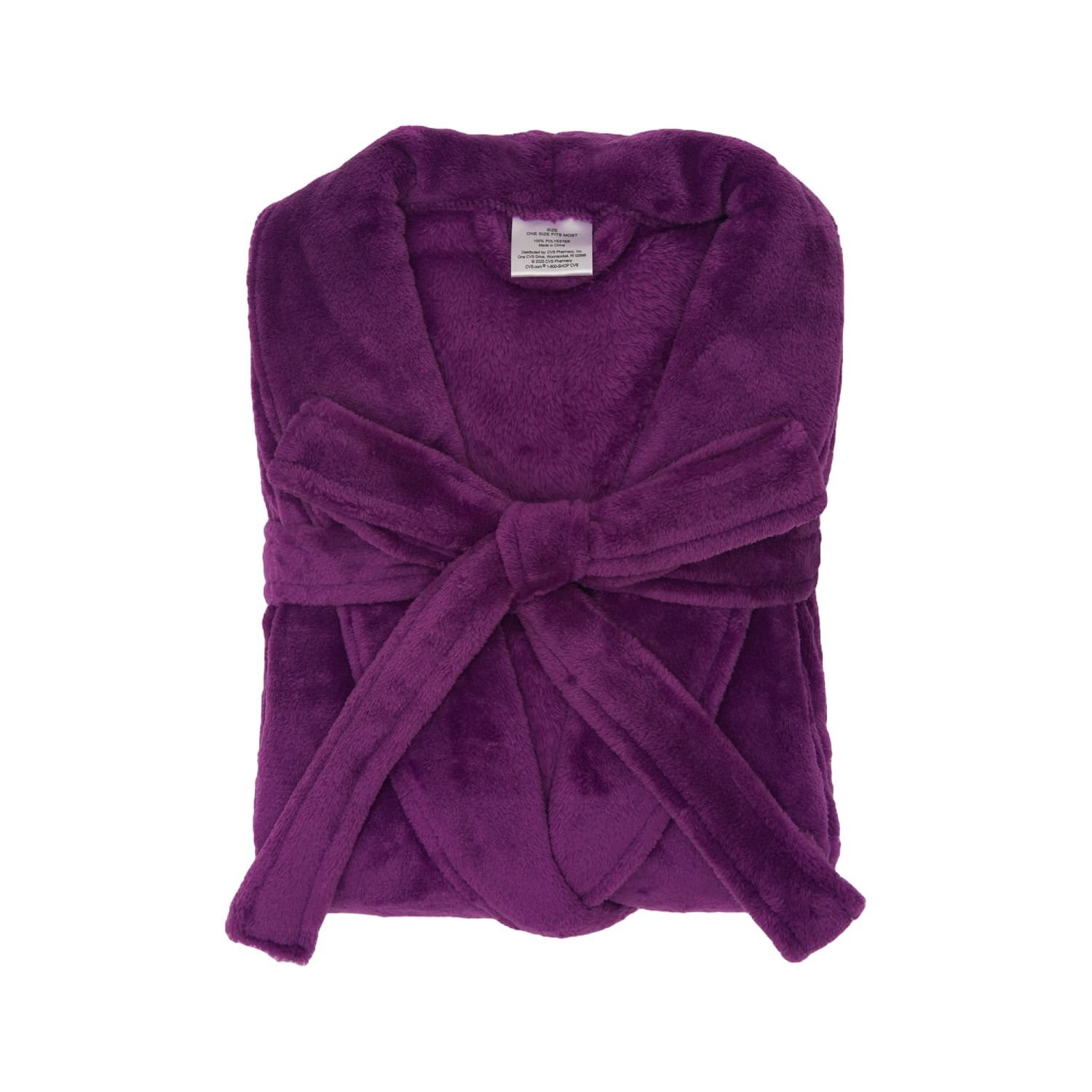 slide 4 of 4, Fall Fest Flannel Bath Robe, Purple, 1 ct