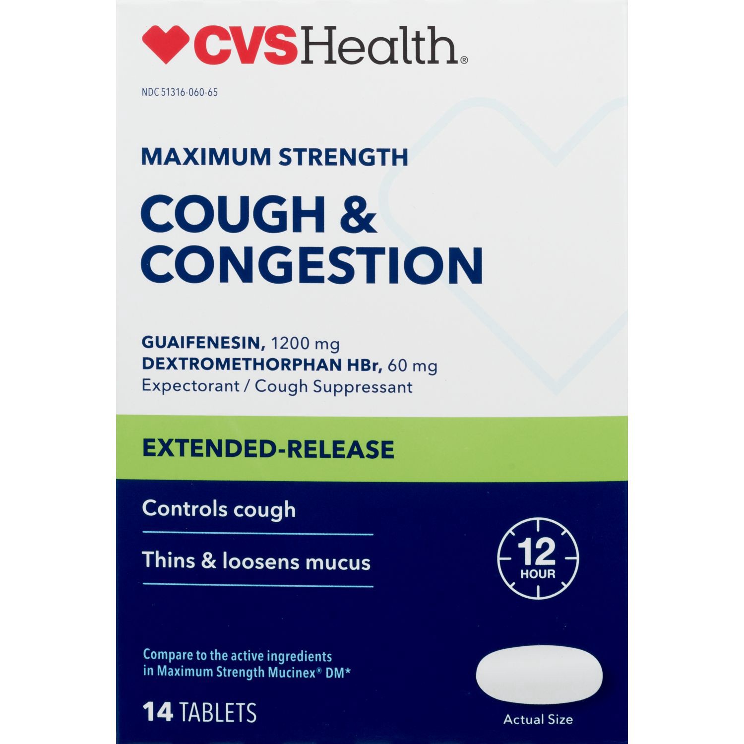 slide 5 of 6, CVS Health 12Hr Maximum Strength Mucus Dm Extended Release Tablets, 14 Ct, 14 ct