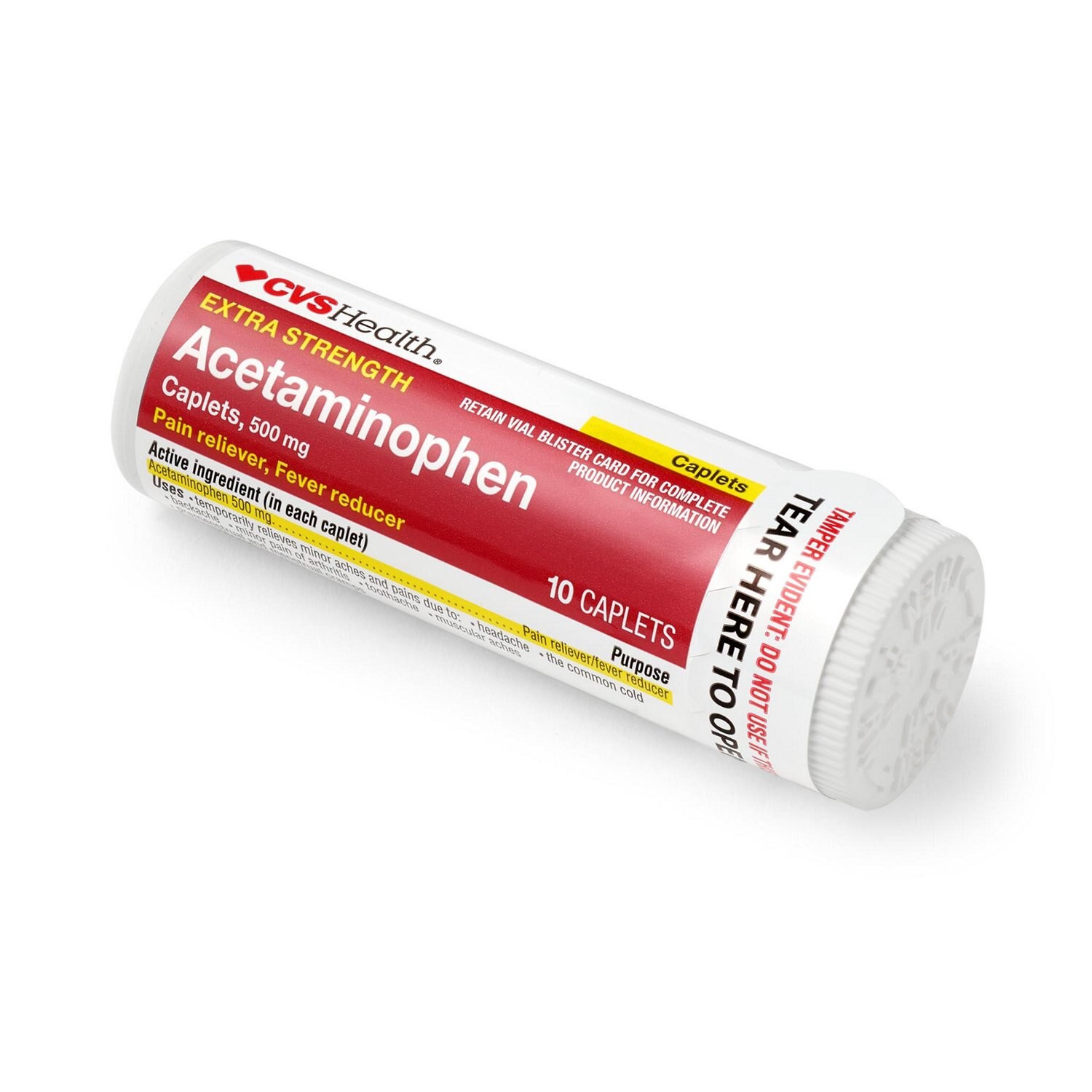 slide 4 of 5, Cvs Health Extra Strength Acetaminophen Pain Reliever & Fever Reducer 500 Mg Caplets, 10 Ct, 10 ct