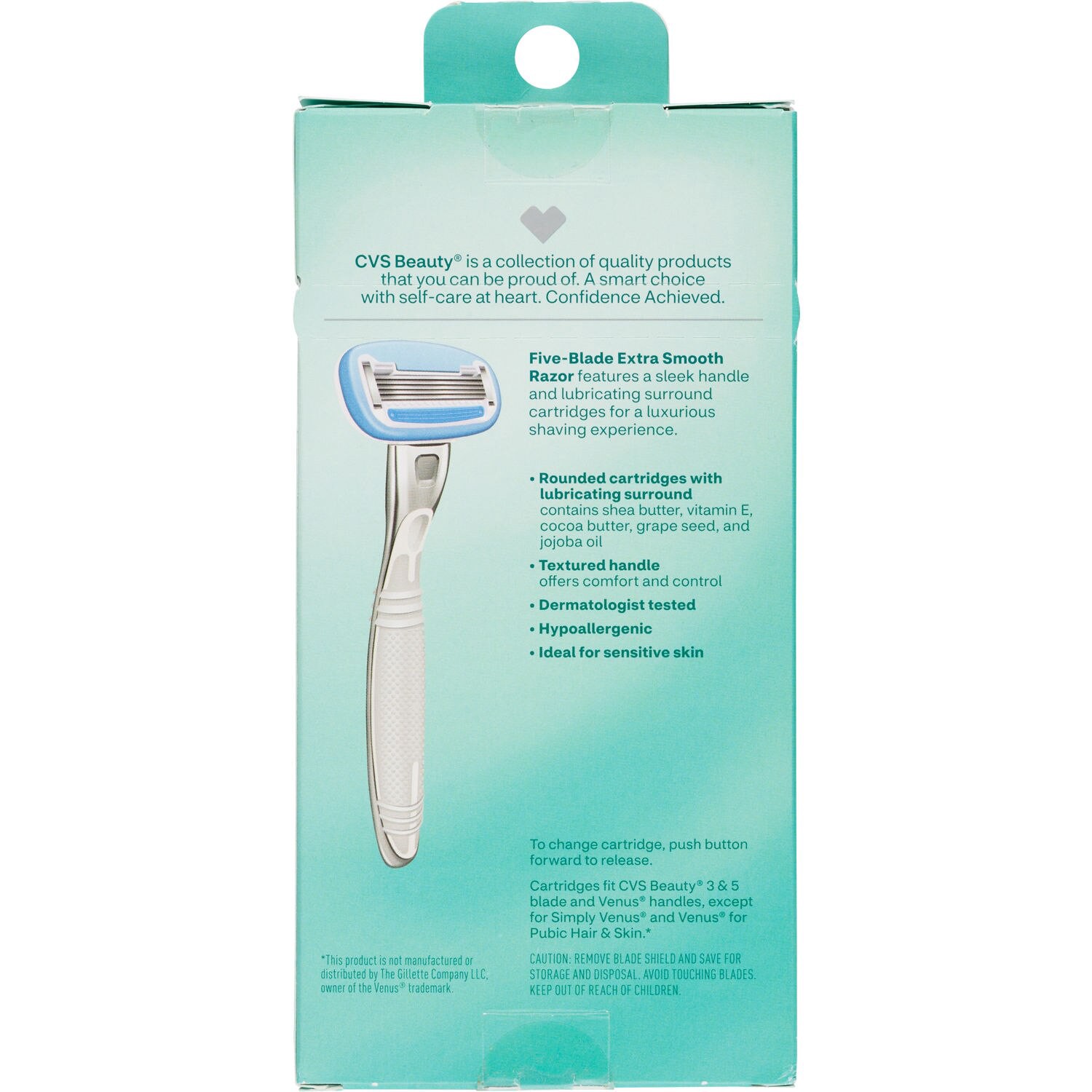 slide 3 of 4, Cvs Beauty Five Blade System, Handle +2 Cartridges, 1 ct