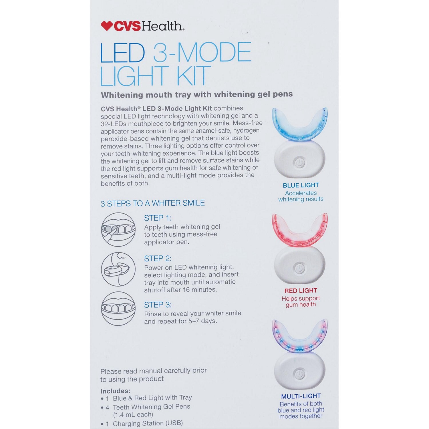 slide 2 of 2, Cvs Health Led Teeth Whitening Kit With Red & Blue Light, 1 ct