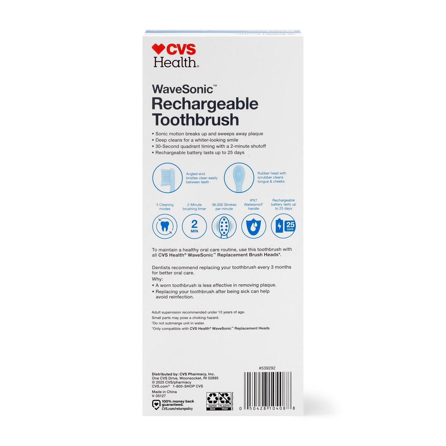 slide 5 of 5, CVS Health Cvs Wave Sonic Rechargeable Toothbrush, Blue, 1 ct