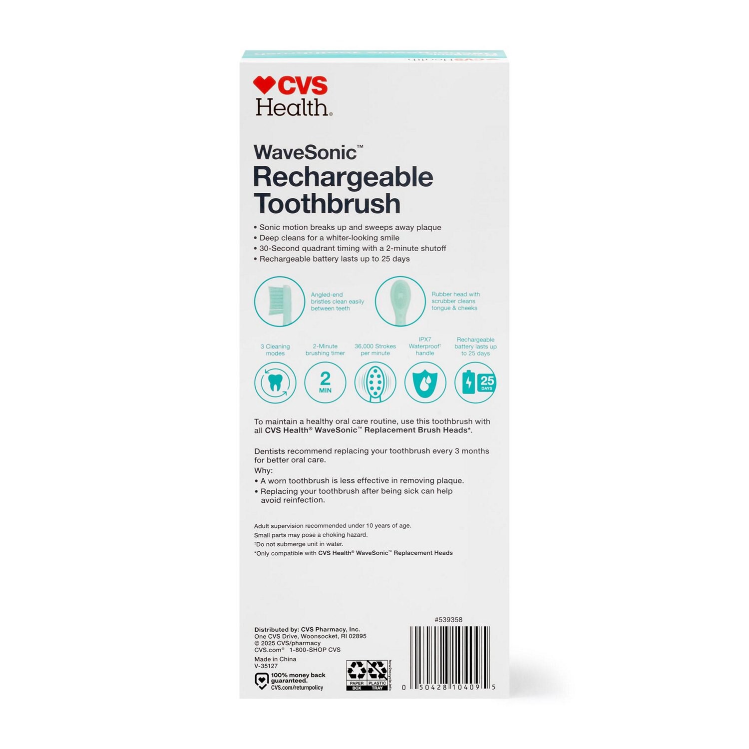 slide 3 of 5, CVS Health Cvs Wave Sonic Rechargeable Toothbrush, Mint Green, 1 ct