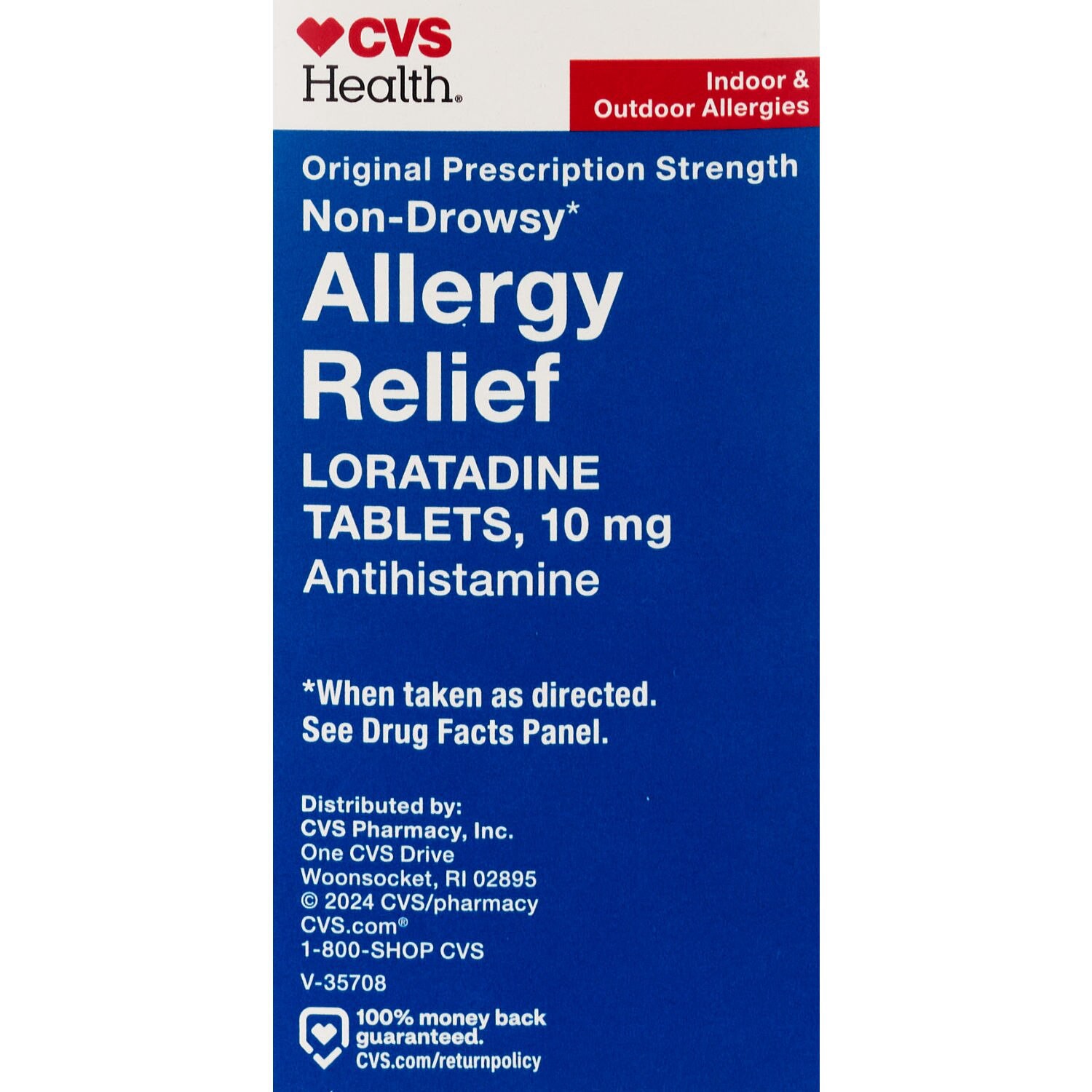 slide 4 of 10, Cvs Health 24Hr Non Drowsy Allergy Relief Loratadine Tablets, 10Mg, 24 Ct, 24 ct