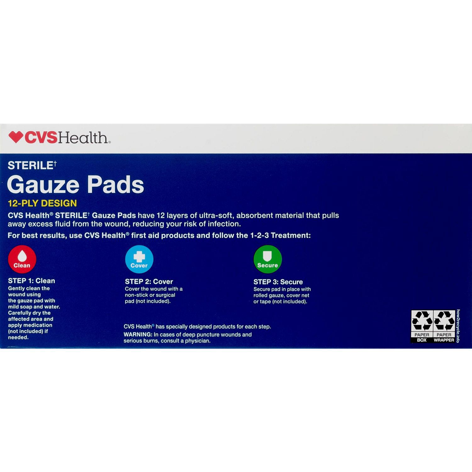 slide 4 of 4, Cvs Health Sterile Gauze Pads Value Pack 2X2Â, 50Ct, 50 ct
