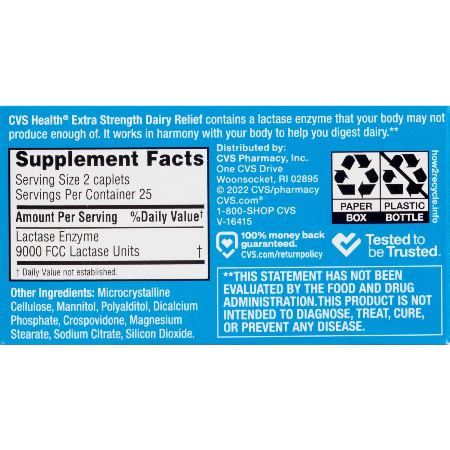 slide 6 of 6, Cvs Health Dairy Relief Caplets Extra Strength, 50 Ct, 50 ct