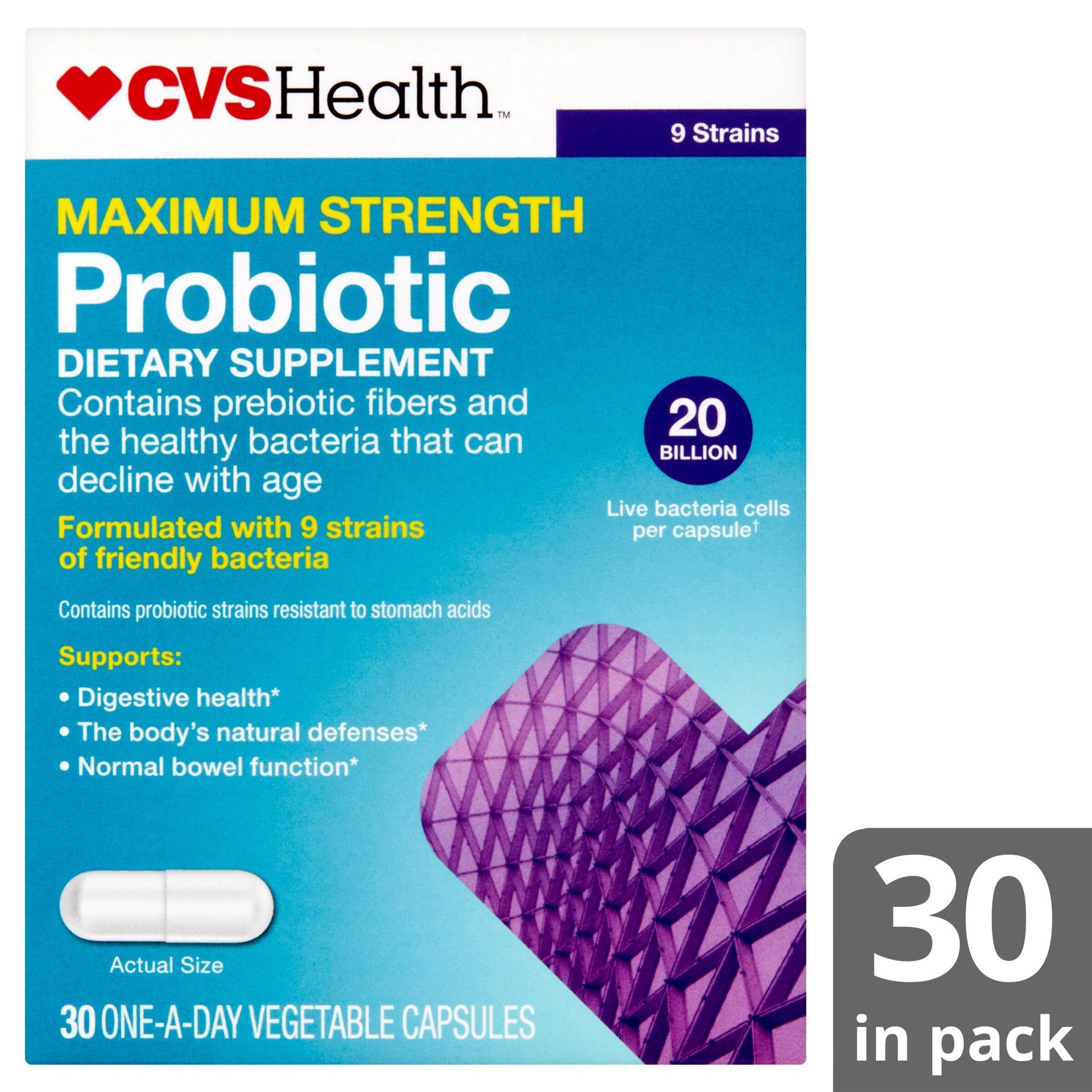 slide 2 of 6, Cvs Health Extra Strength Daily Probiotic Capsules, 30 Ct, 30 ct