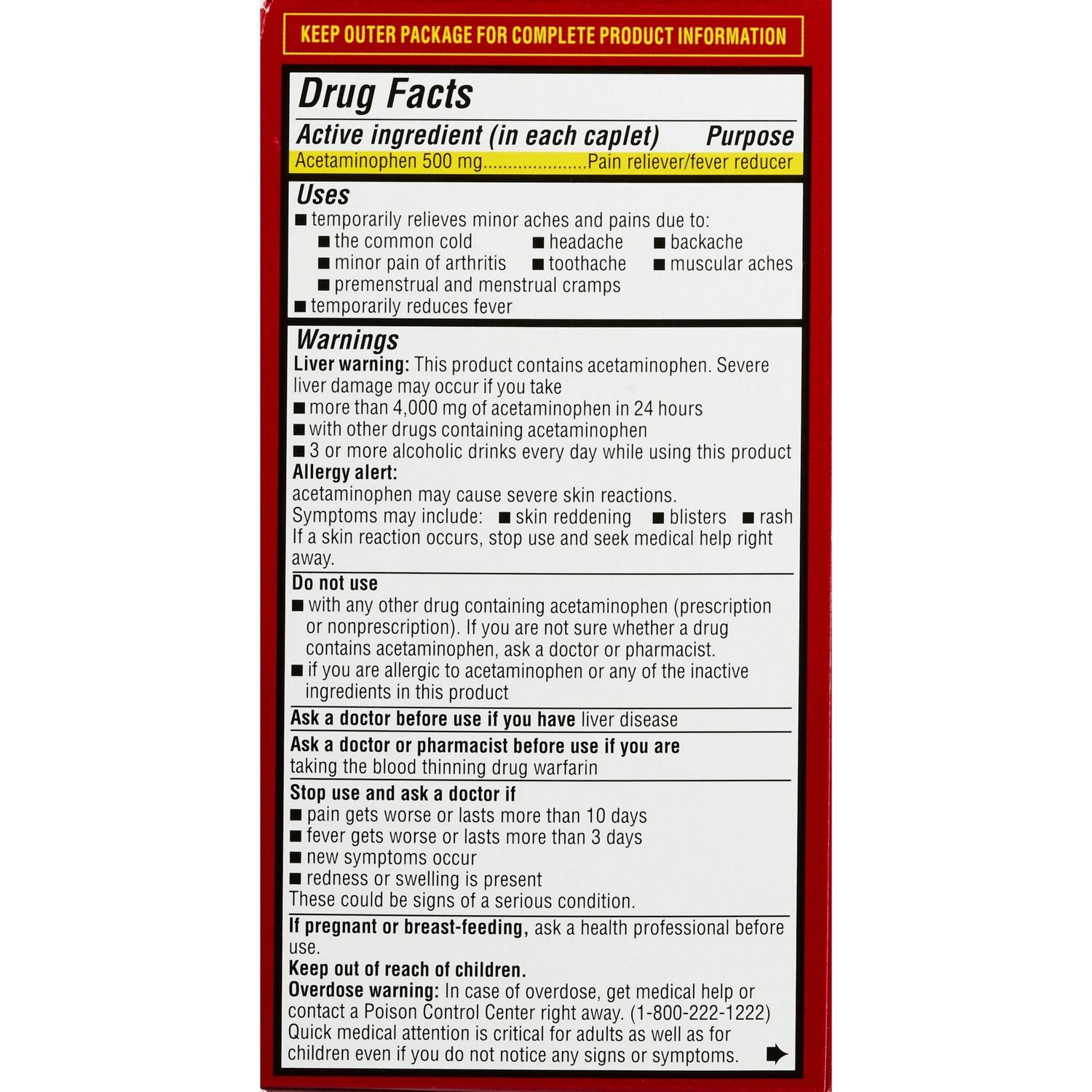 slide 7 of 10, Cvs Health Extra Strength Acetaminophen Pain Reliever & Fever Reducer 500 Mg Caplets, 225 Ct, 225 ct