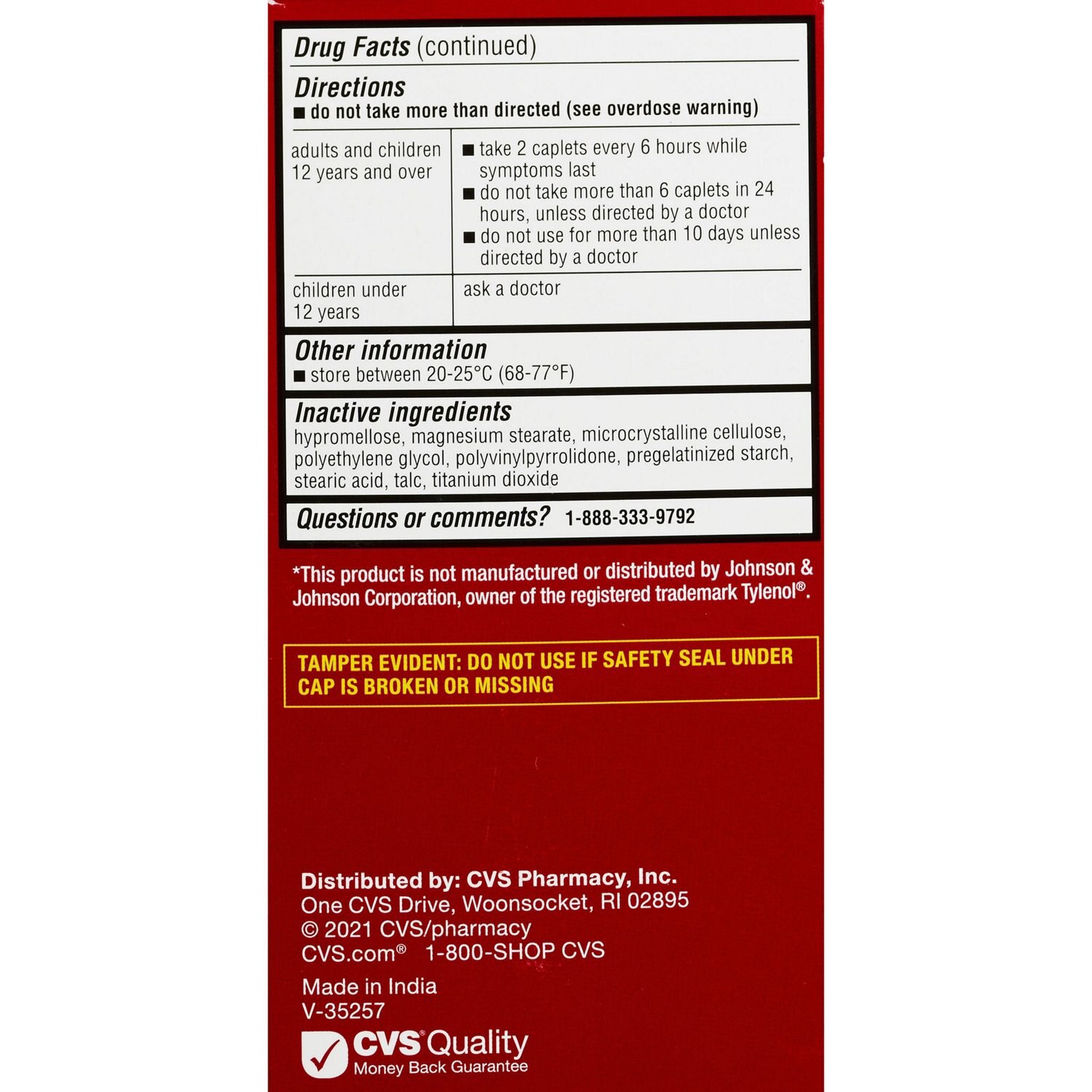 slide 10 of 10, Cvs Health Extra Strength Acetaminophen Pain Reliever & Fever Reducer 500 Mg Caplets, 225 Ct, 225 ct