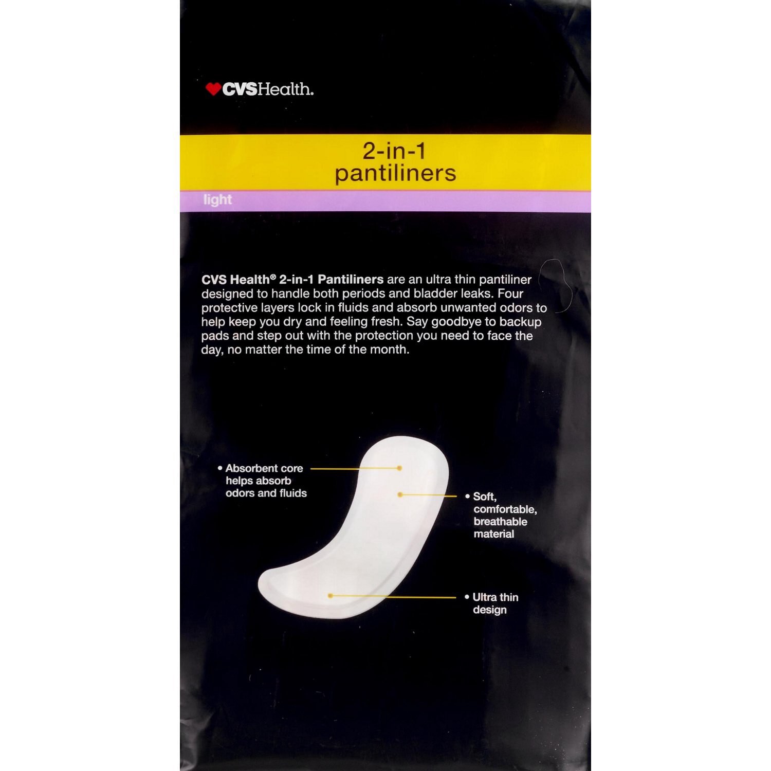 slide 3 of 4, Cvs Health 2in1 Panty Liners, 66 Ct, 66 ct
