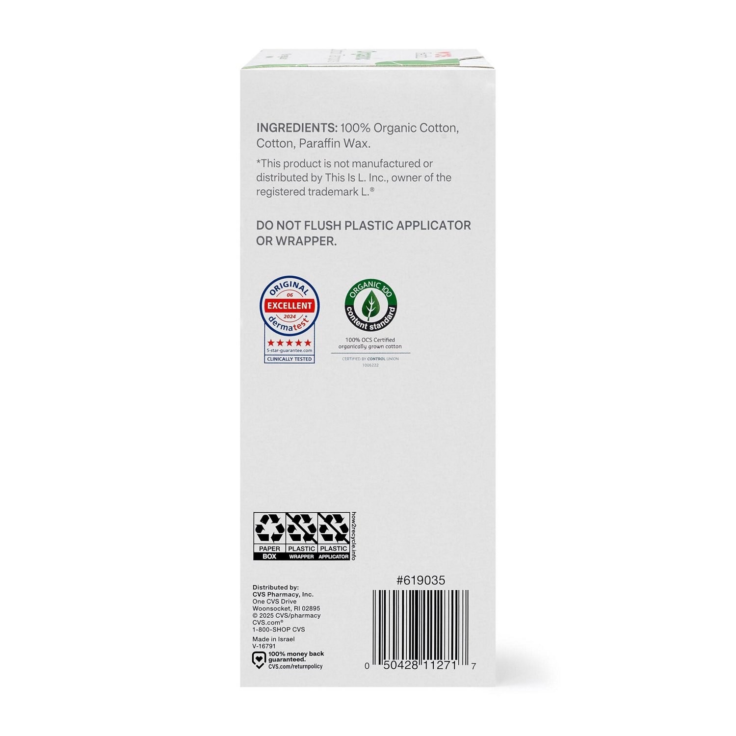 slide 4 of 6, Cvs Health Organic Cotton Regular, 16 Ct, 16 ct