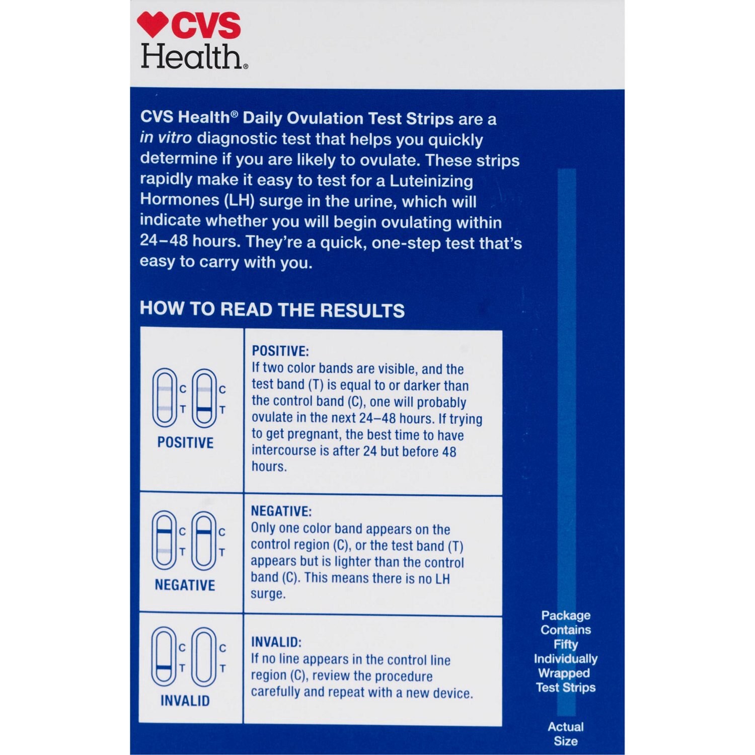 slide 4 of 4, Cvs Health Daily Ovulation Test Strips, 50 Ct, 50 ct