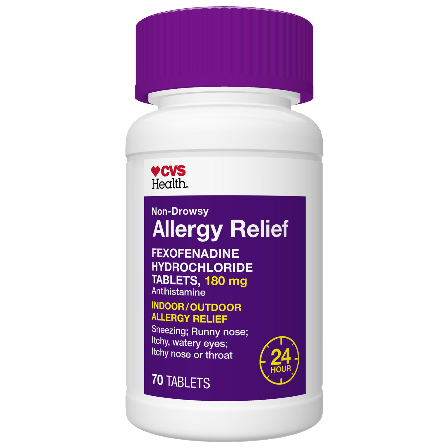 slide 7 of 7, Cvs Health Allergy Relief Fexofenadine 180Mg Tablets 24-Hour, 70 Ct, 70 ct
