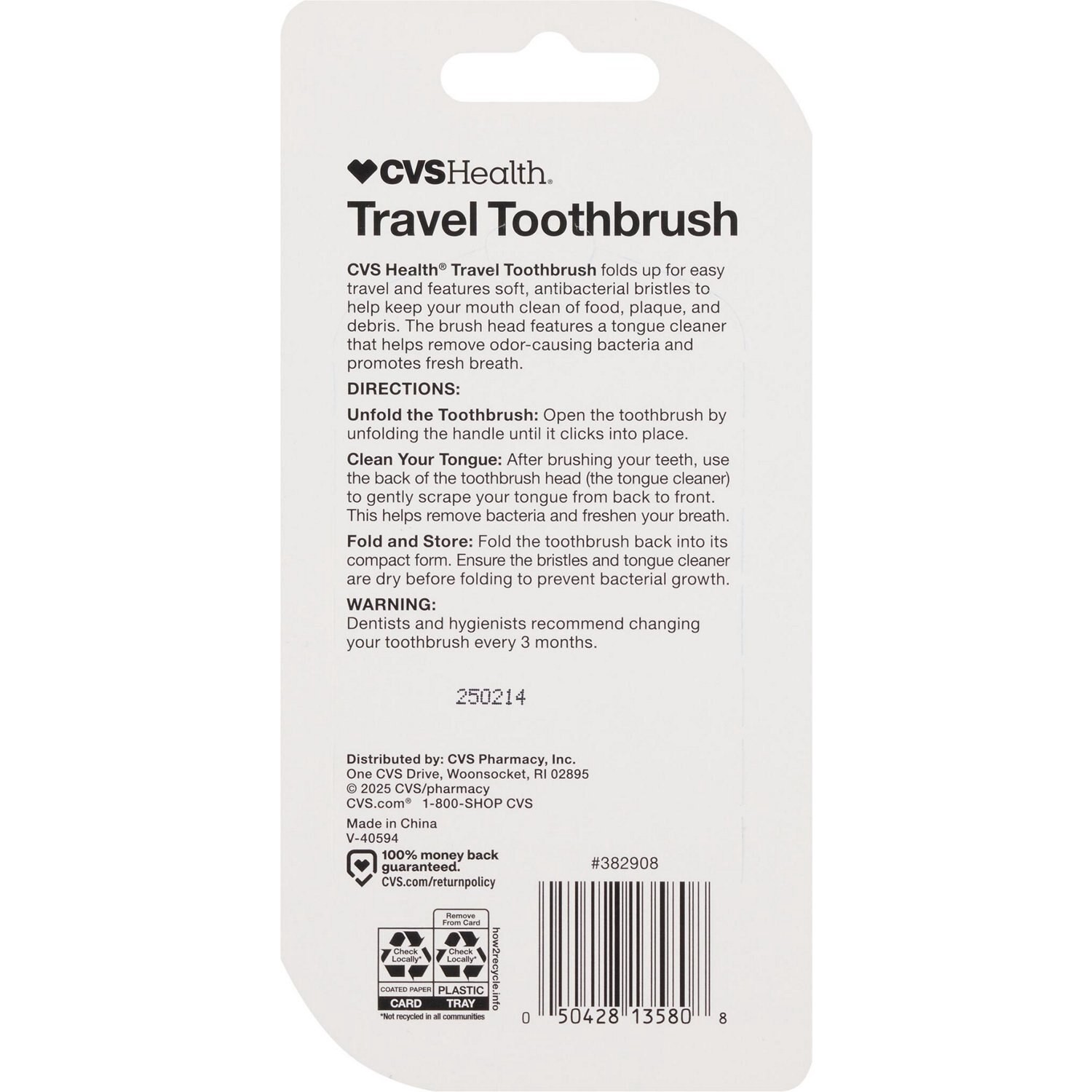 slide 4 of 4, Cvs Folding Travel Toothbrush, 1 ct