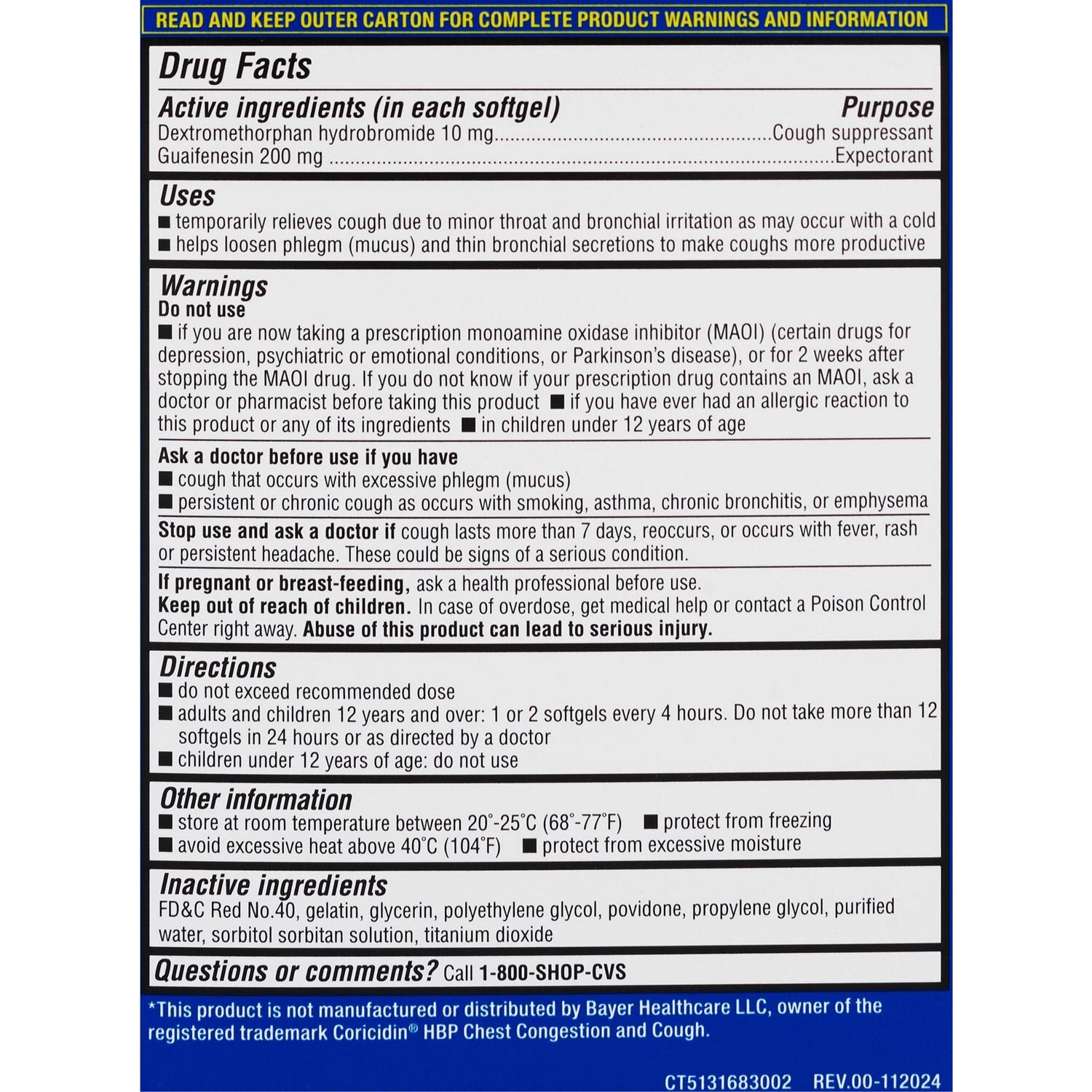 slide 4 of 5, Cvs Health Chest Congestion & Cough Hbp, 20 Ct, 20 ct