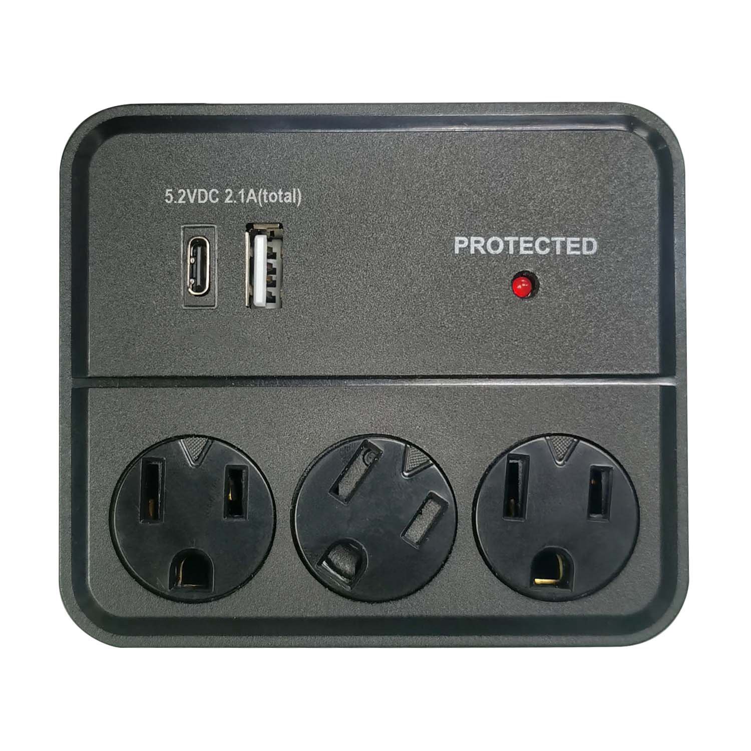 slide 2 of 3, TOTAL HOME Wall Block With 3 Outlets With Type A+ C 2.1a Usb, 1 ct