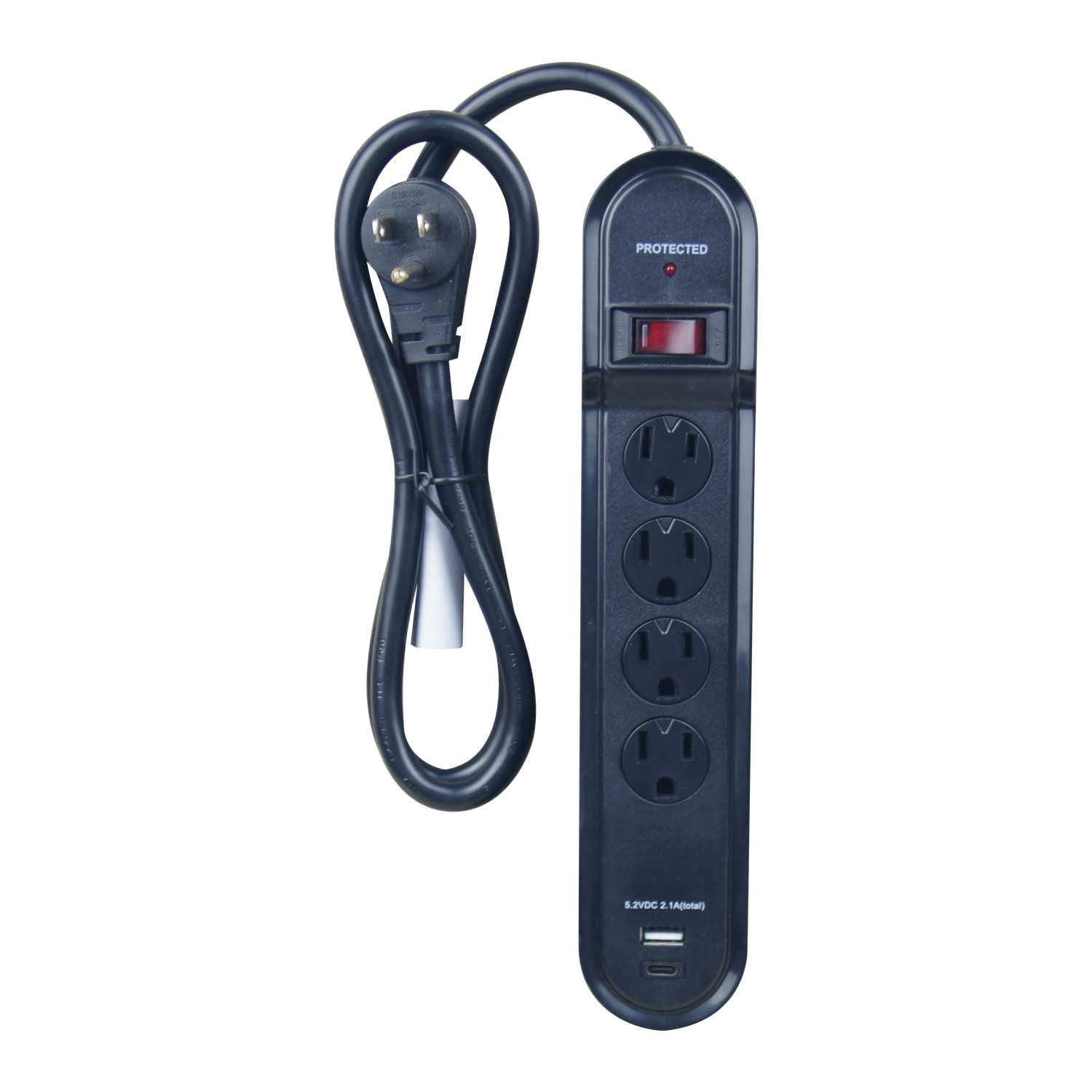 slide 3 of 3, TOTAL HOME 4 Outlet Surge Strip With Type A+ Type C Usb, 1 ct