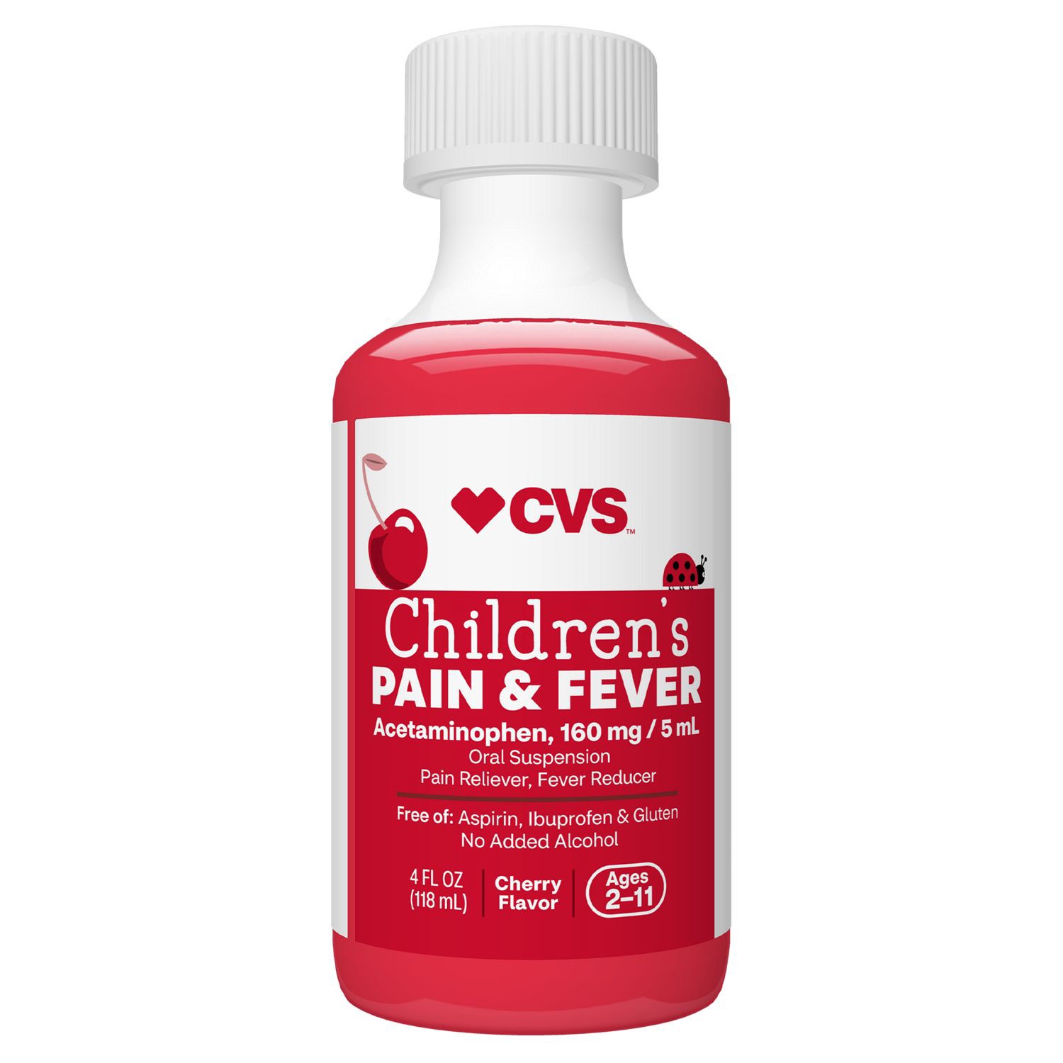 slide 7 of 7, Cvs Health Children's Acetaminophen Pain Reliever & Fever Reducer Oral Suspension, Cherry, 4 Fl Oz, 4 oz