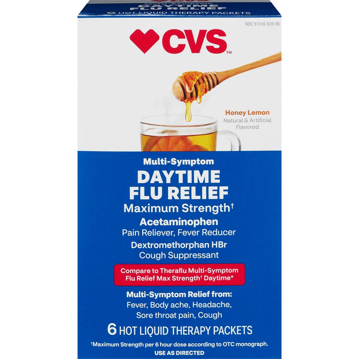 slide 5 of 5, Cvs Health Powder Packets, Honey Lemon, 6 Ct, 6 ct