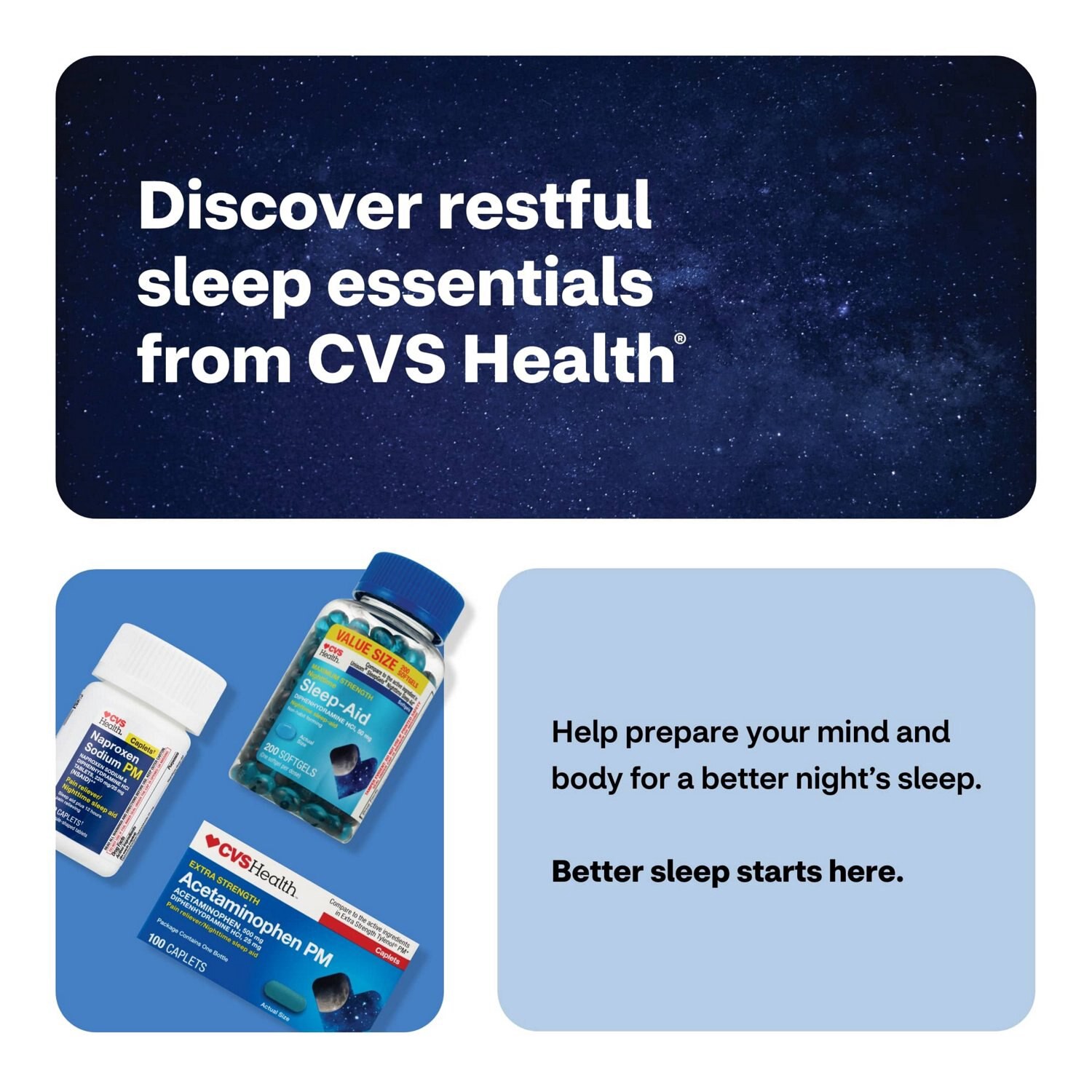 slide 4 of 9, Cvs Health Extra Stength Acetaminophen Pm Pain Reliever & Nighttime Sleep-Aid Caplets, 100 Ct, 100 ct