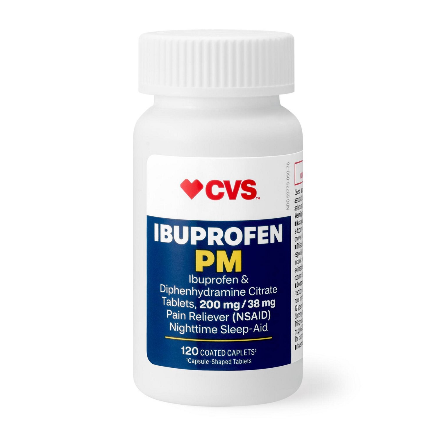 slide 2 of 7, Cvs Health Ibuprofen Pm Pain Reliever Nighttime Sleep-Aid Coated Caplets, 120 Ct, 120 ct