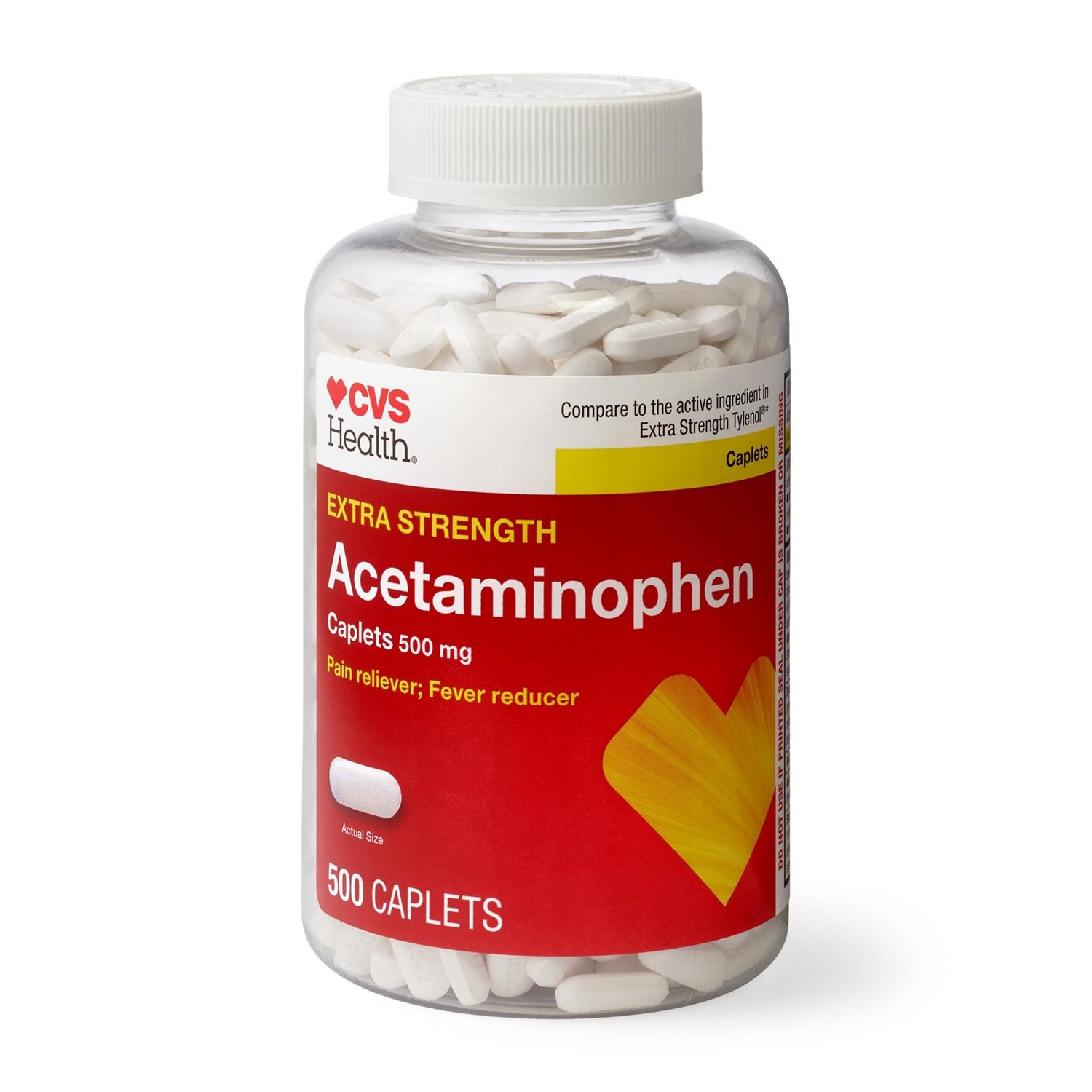 slide 2 of 6, Cvs Health Extra Strength Acetaminophen Pain Relief 500 Mg Caplets, 1000 Ct, 500 ct