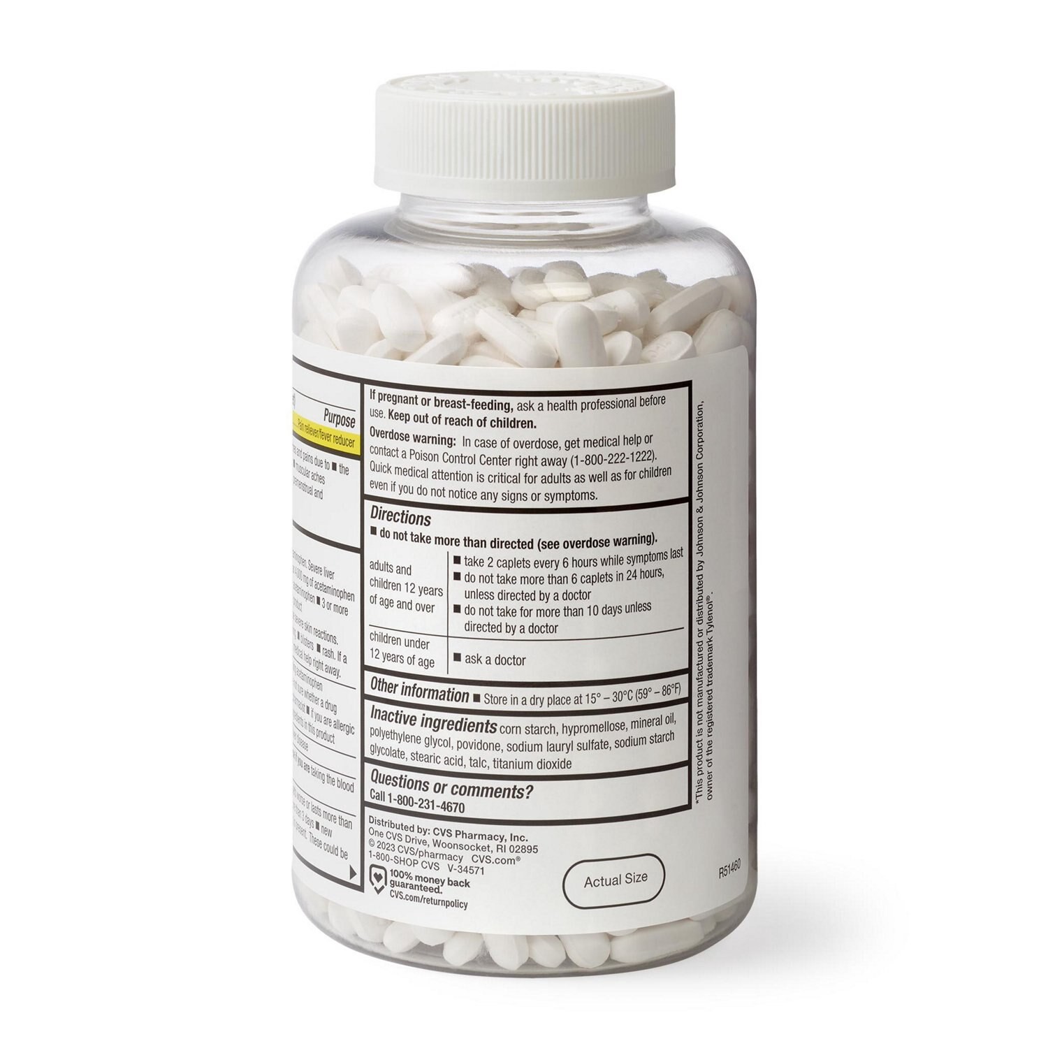 slide 5 of 6, Cvs Health Extra Strength Acetaminophen Pain Relief 500 Mg Caplets, 1000 Ct, 500 ct