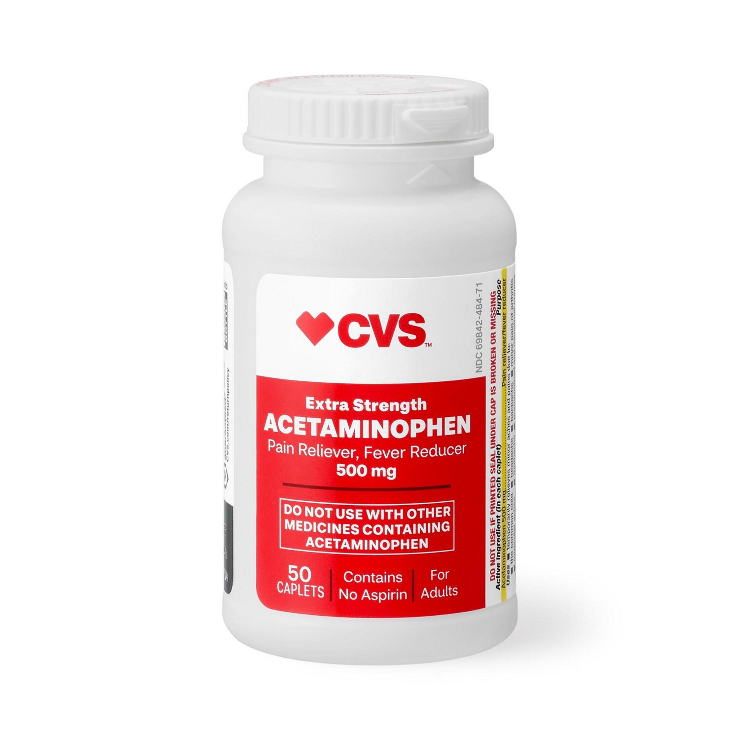 slide 7 of 7, Cvs Health Extra Strength Acetaminophen Pain Reliever & Fever Reducer 500 Mg Caplets, 50 Ct, 50 ct