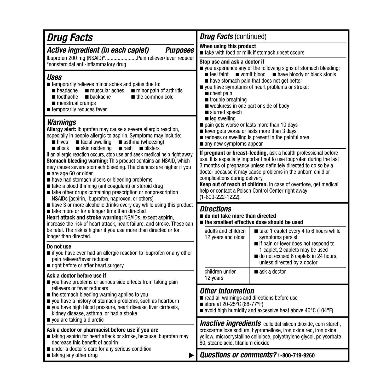 slide 6 of 6, Cvs Health Ibuprofen Pain Reliever & Fever Reducer (Nsaid) 200 Mg Coated Caplets, 500 Ct, 2 Pack, 500 ct