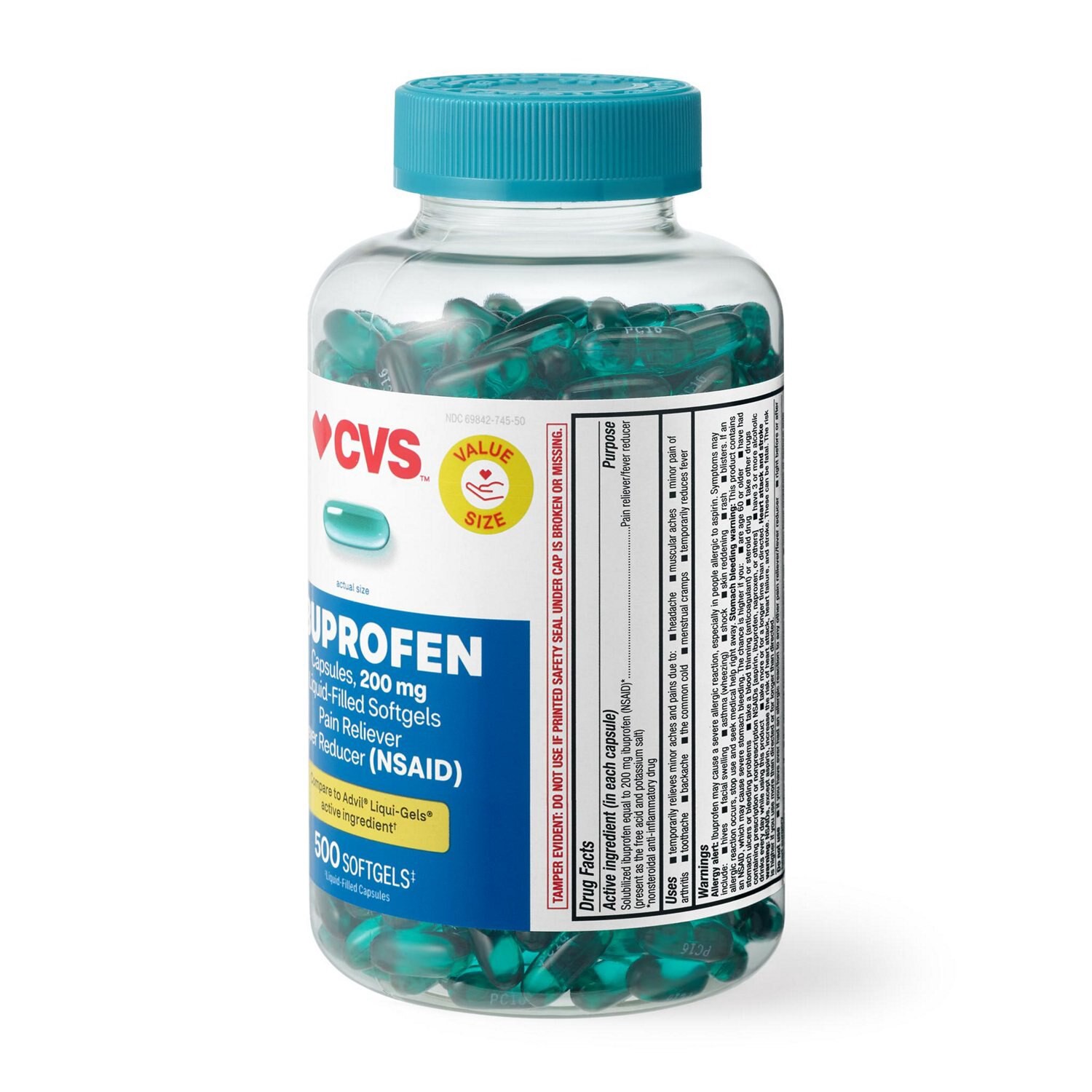 slide 6 of 6, Cvs Health Ibuprofen 200 Mg Liquid Filled Softgels, 500 Ct, 500 ct