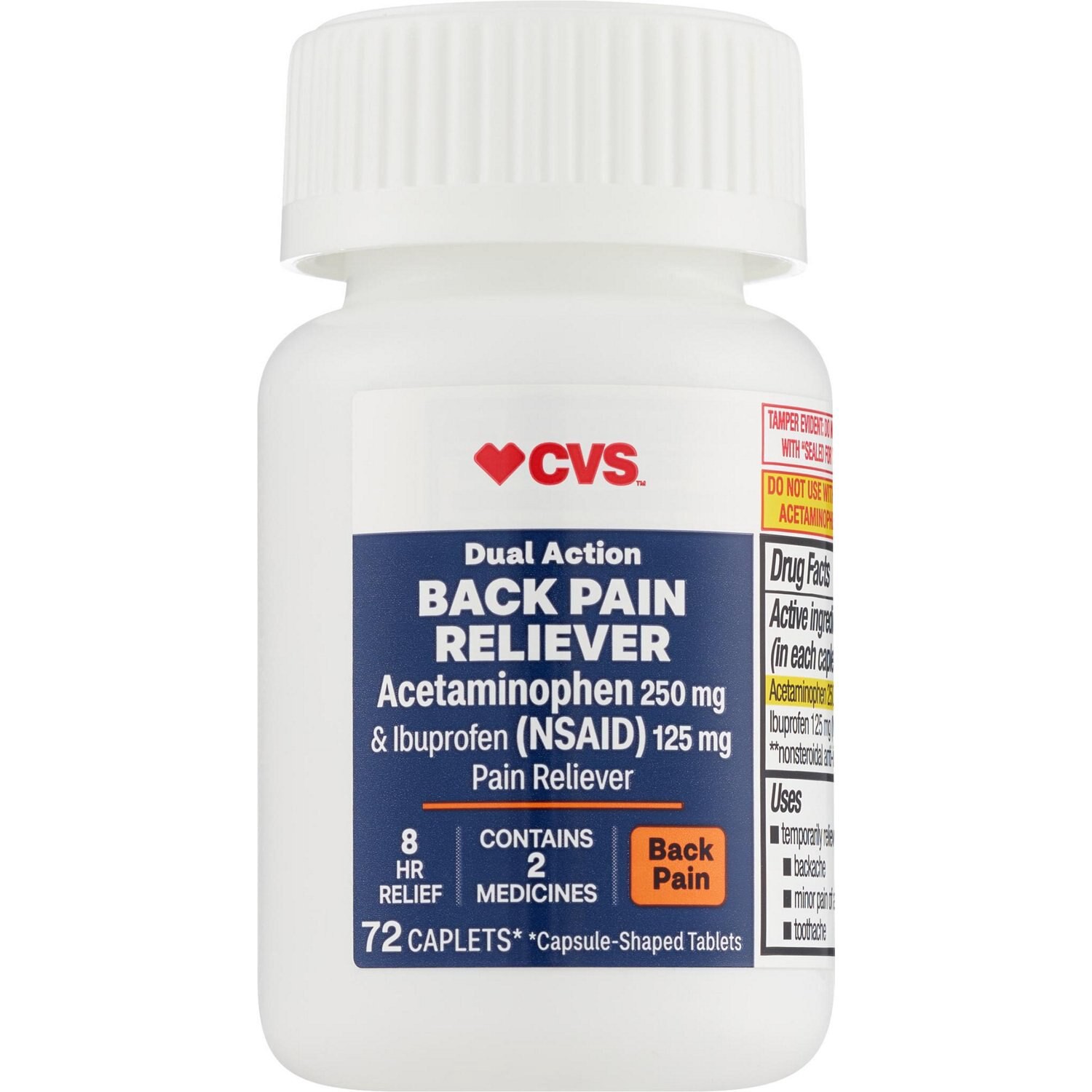 slide 5 of 5, Cvs Health Dual Action Back Pain, 72 Ct, 72 ct