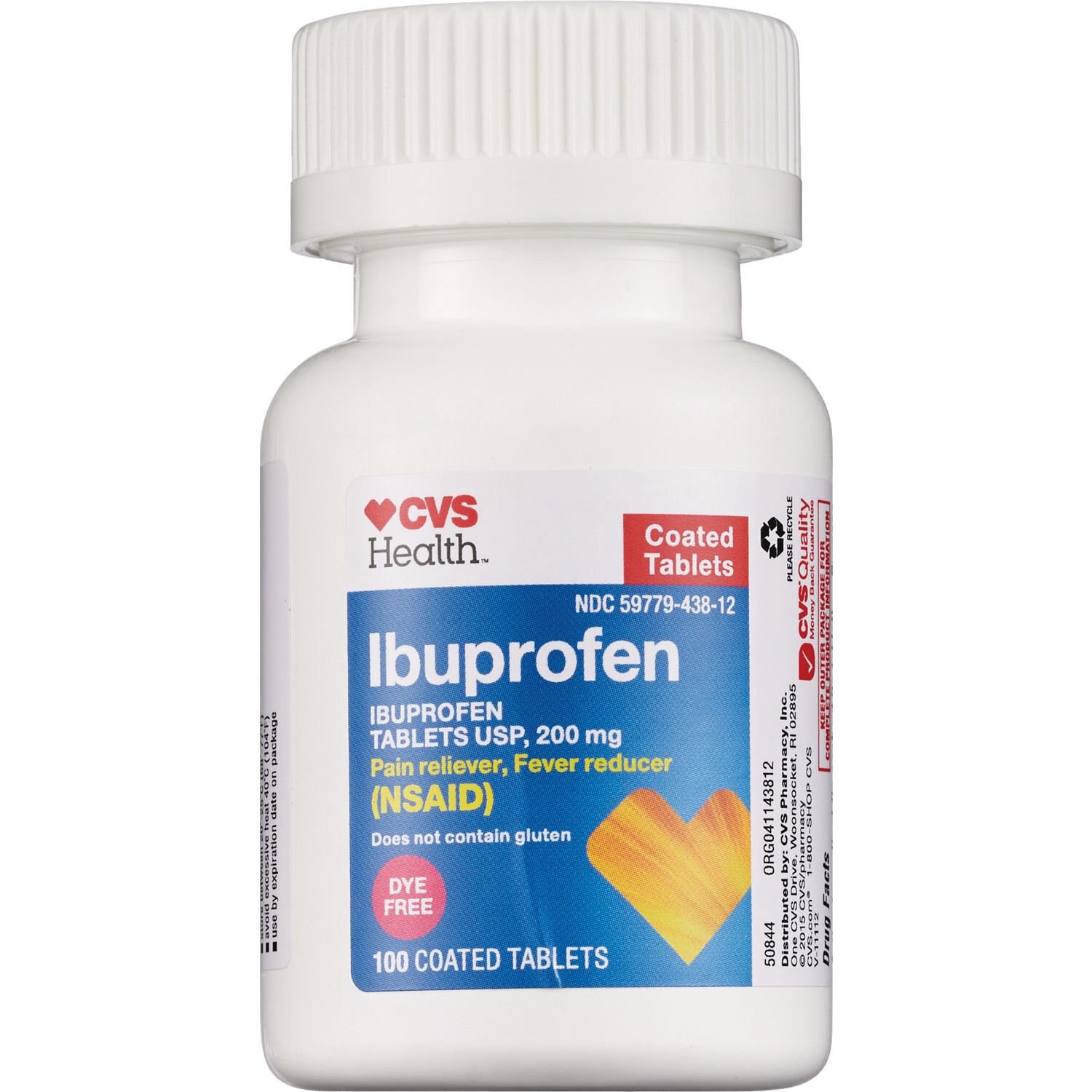 slide 5 of 5, Cvs Health Dye Free Ibuprofen 200 Mg Tablets, 100 Ct, 100 ct
