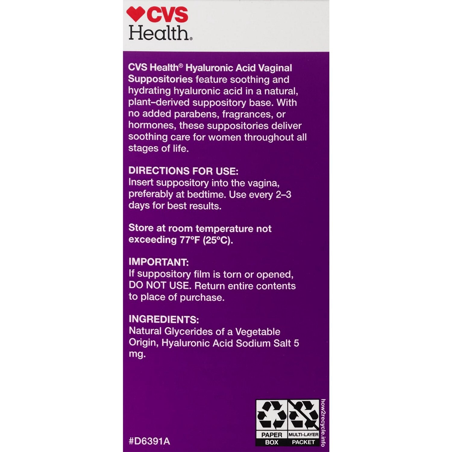 slide 2 of 4, Cvs Health Hyaluronic Acid Vaginal Suppositories Formula, 10 Ct, 10 ct
