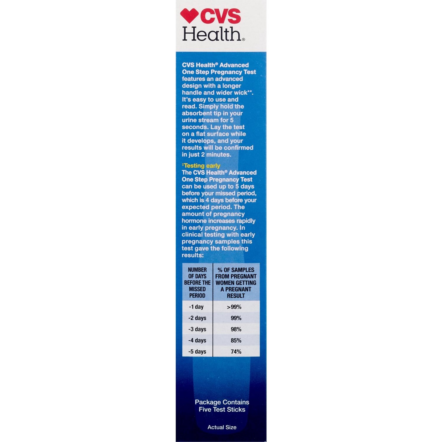 slide 3 of 3, Cvs Health Pregnancy Test One-Step "+/-" Results 5 Days Before, 5 Pk, 5 ct