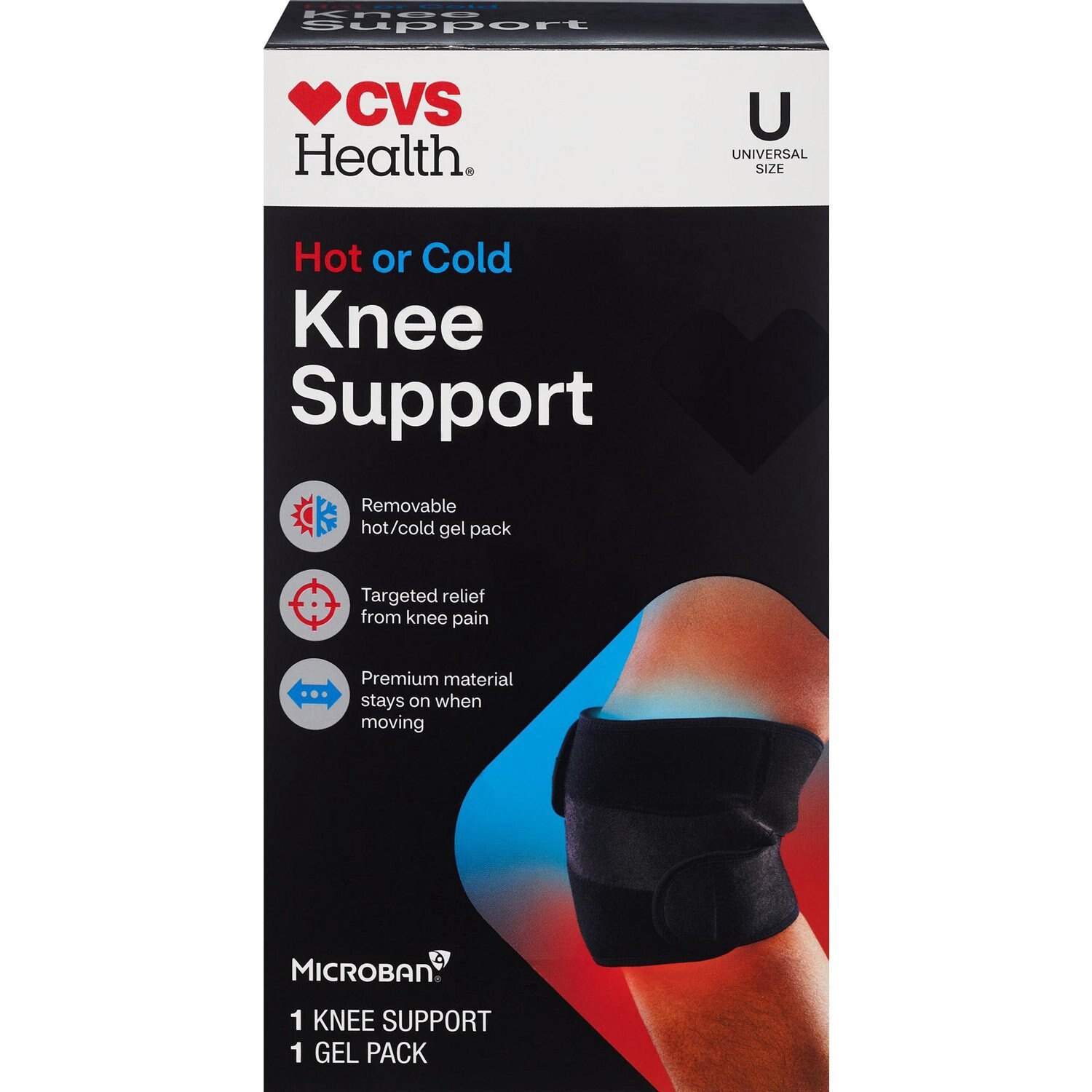 slide 2 of 5, Cvs Health Hot & Cold Knee Support Brace, 1 ct