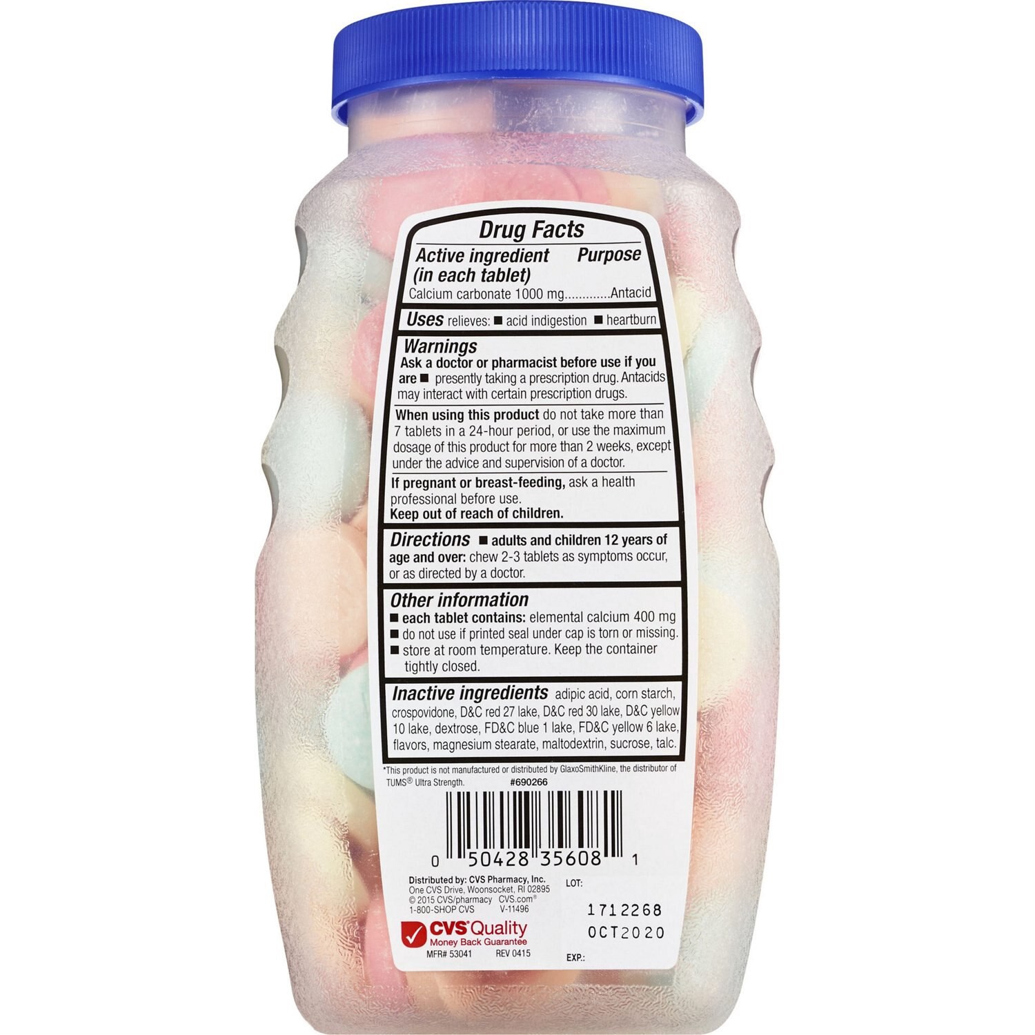 slide 2 of 3, Cvs Health Antacid Chewable Tablets, Assorted Fruit, 160 Ct, 160 ct