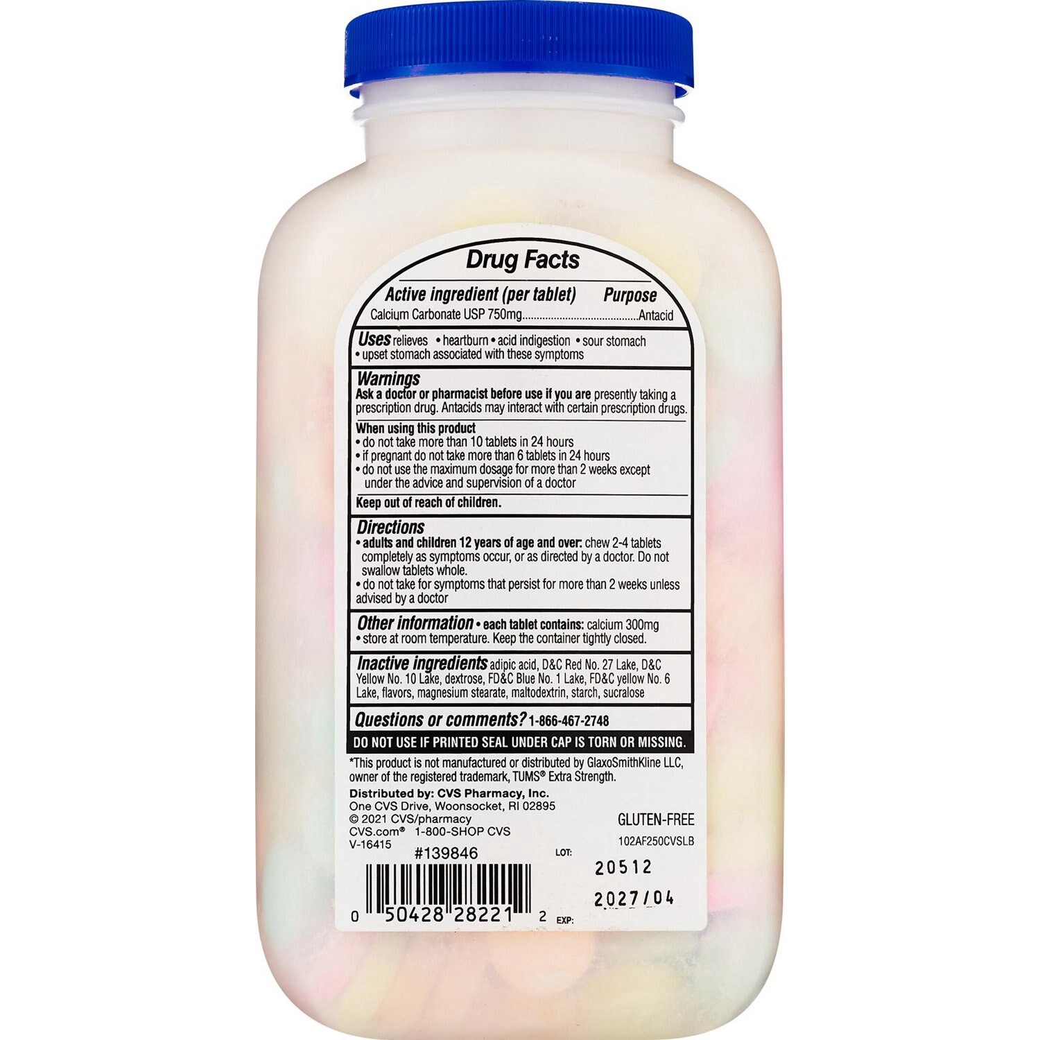 slide 2 of 2, Cvs Health Extra Strength Antacid Tablets, Assorted Fruit, 250 Ct, 250 ct