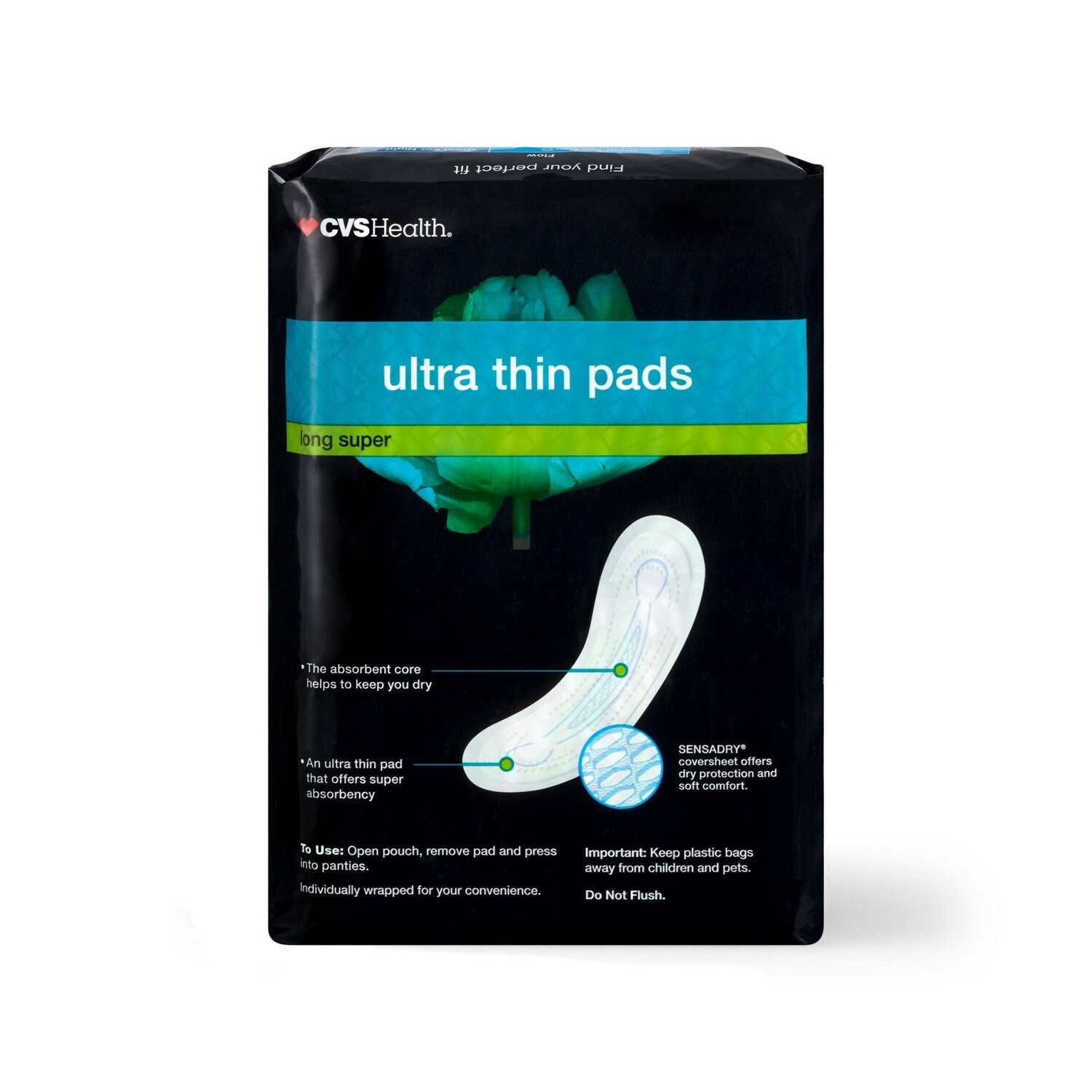slide 6 of 7, CVS Health Ultra Thin Pads Super, 40 Ct, 1 ct